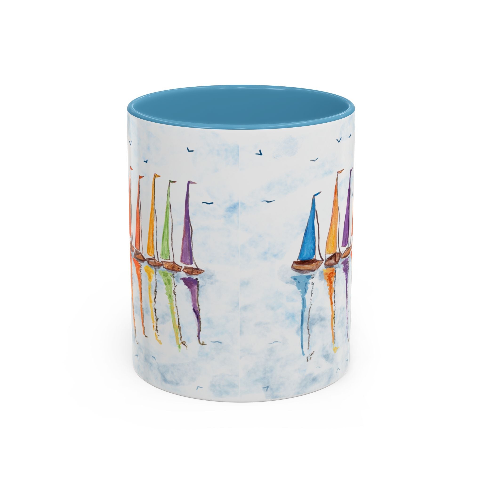 Sailboat Reflections Two Tone Coffee Mugs - Blue Cava