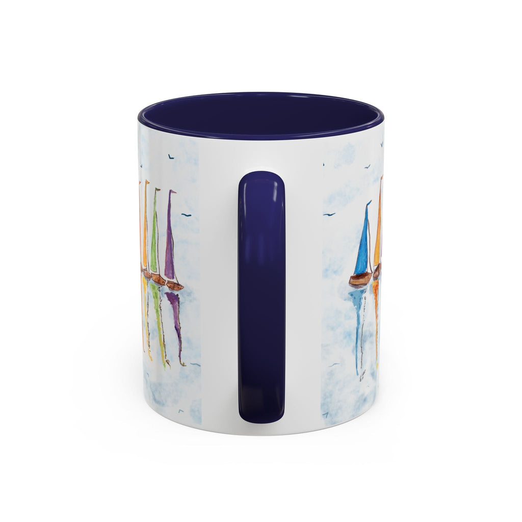 Sailboat Reflections Two Tone Coffee Mugs - Blue Cava
