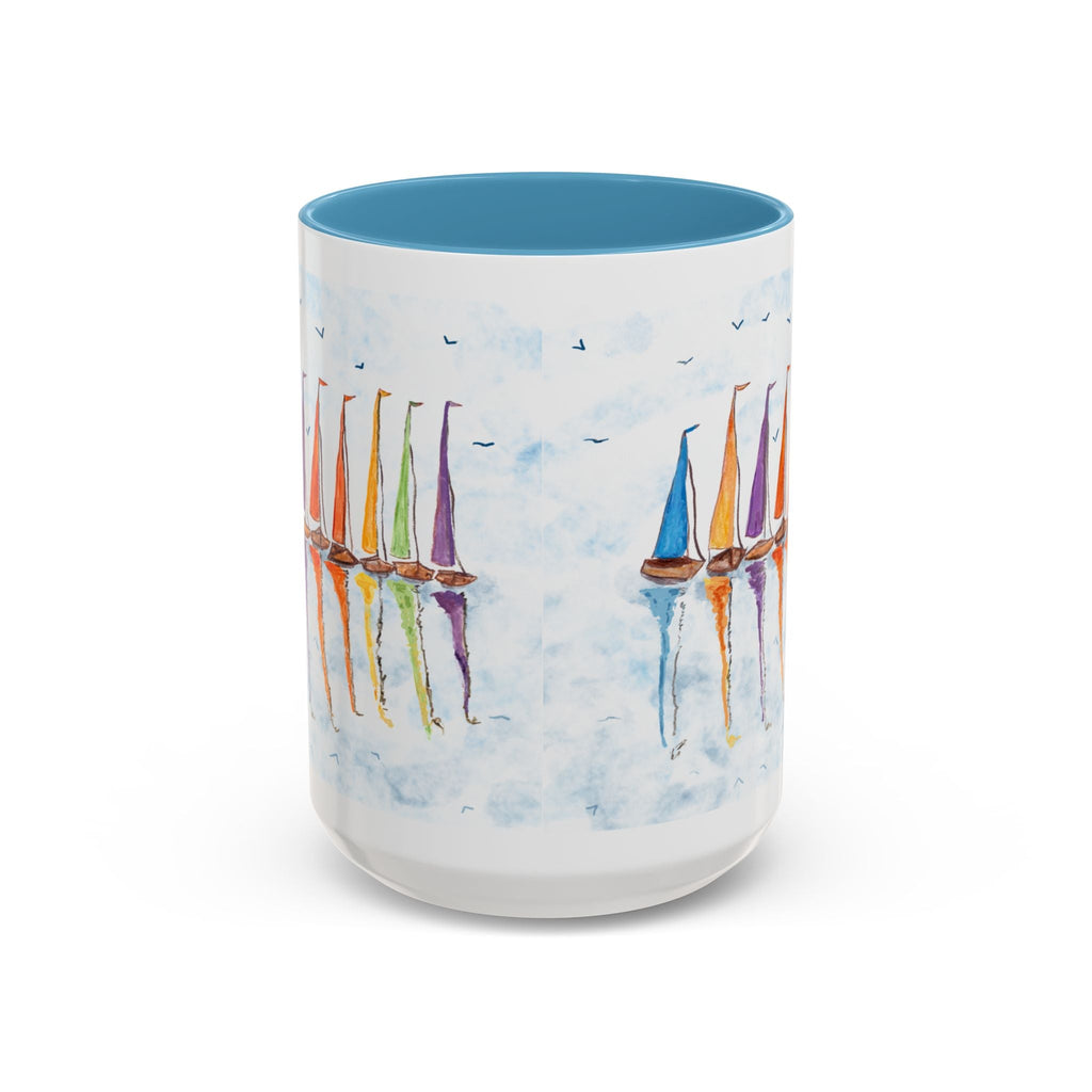 Sailboat Reflections Two Tone Coffee Mugs - Blue Cava