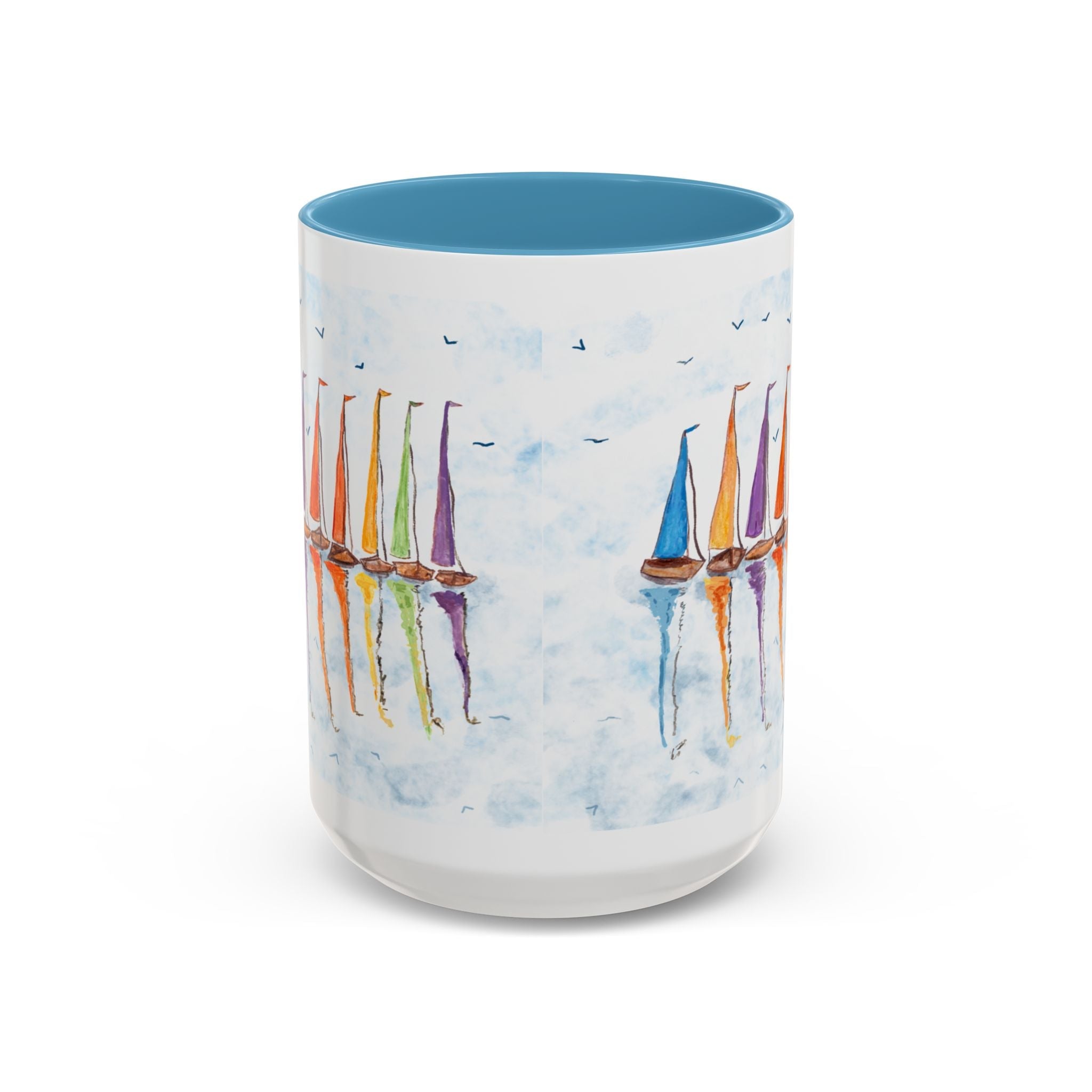 Sailboat Reflections Two Tone Coffee Mugs - Blue Cava