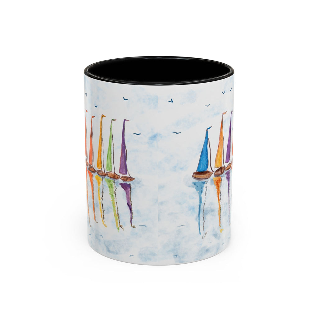Sailboat Reflections Two Tone Coffee Mugs - Blue Cava