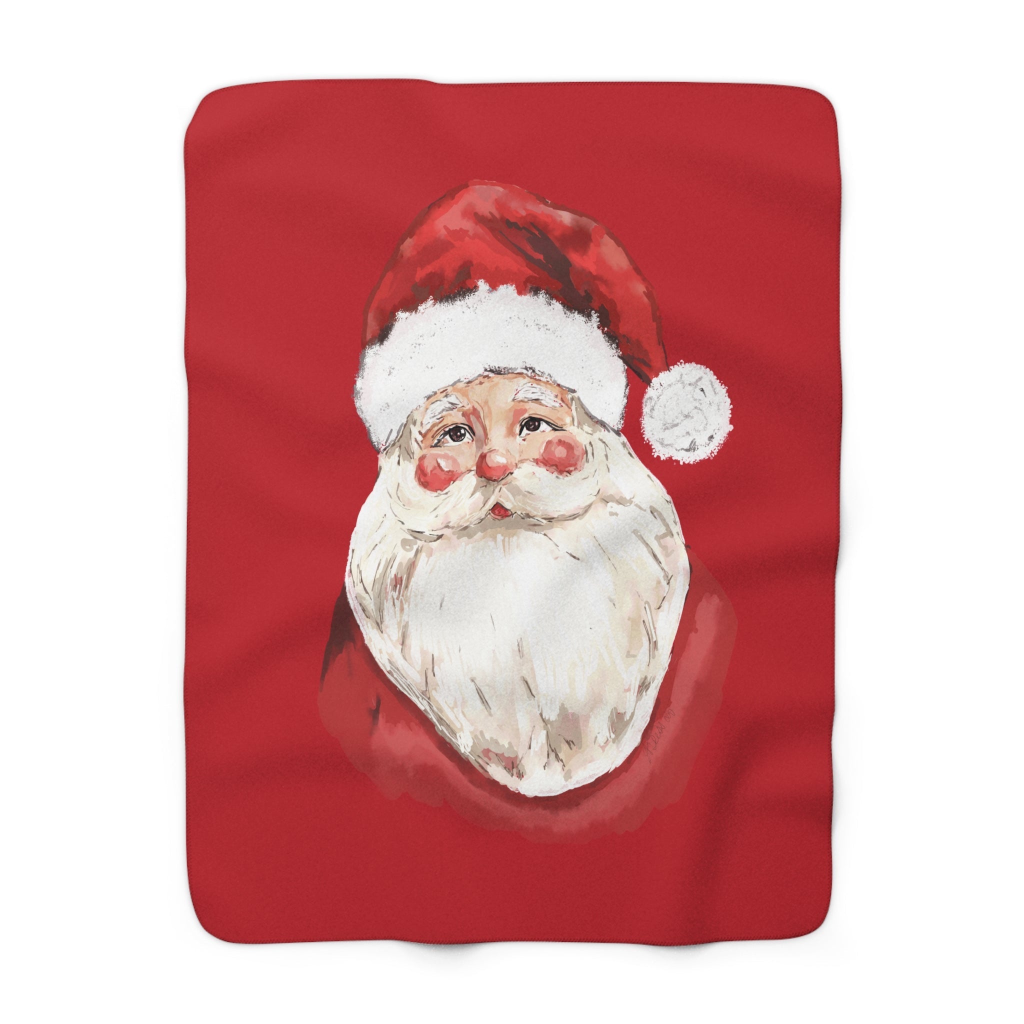 Santa Claus Christmas Sherpa Blanket - Blue Cava