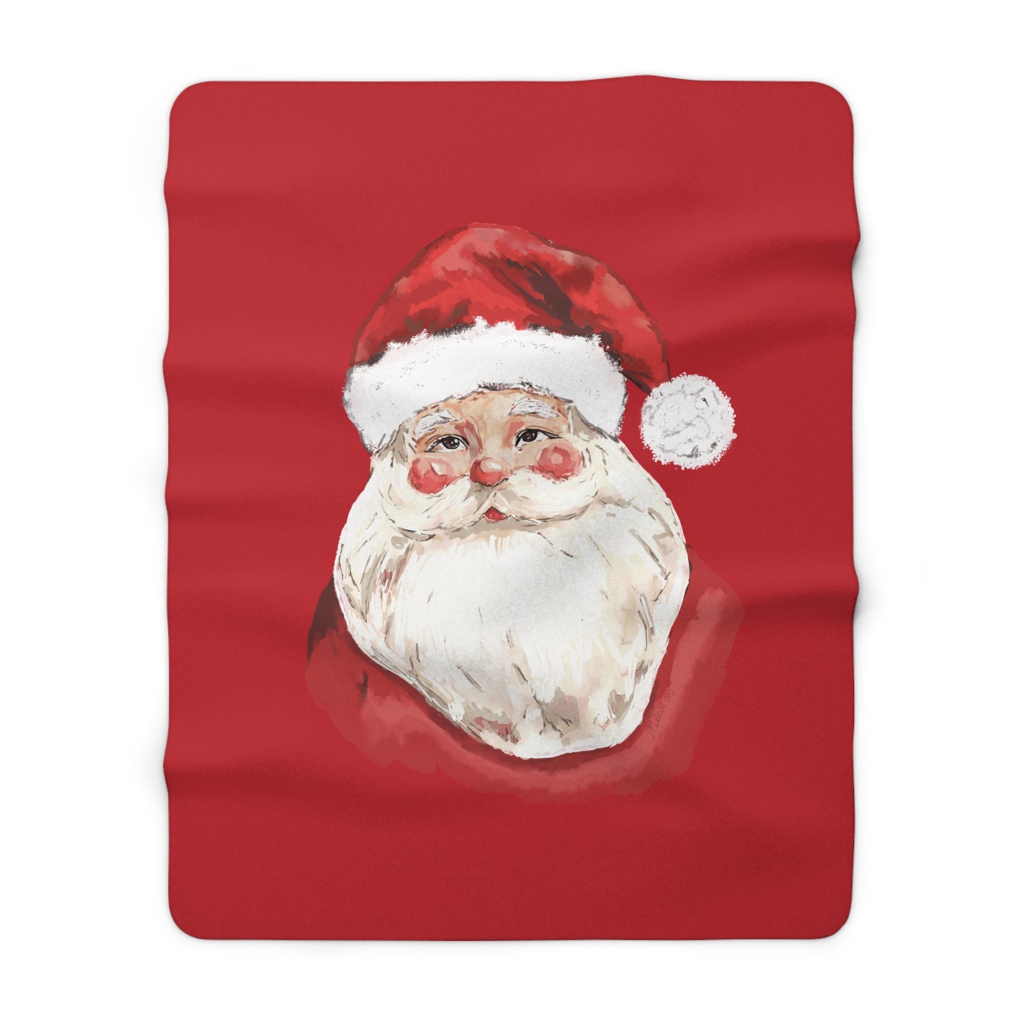 Santa Claus Christmas Sherpa Blanket - Blue Cava