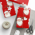 Santa Face Wrapping Paper - Festive Red Christmas Gift Wrap - Blue Cava