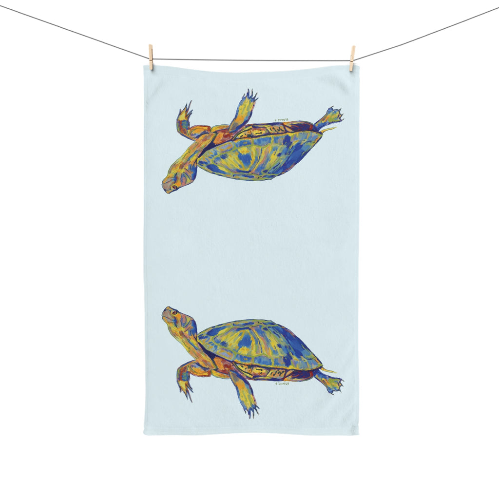 Sea Turtle "Issac" Cotton Hand Towel - Blue Cava