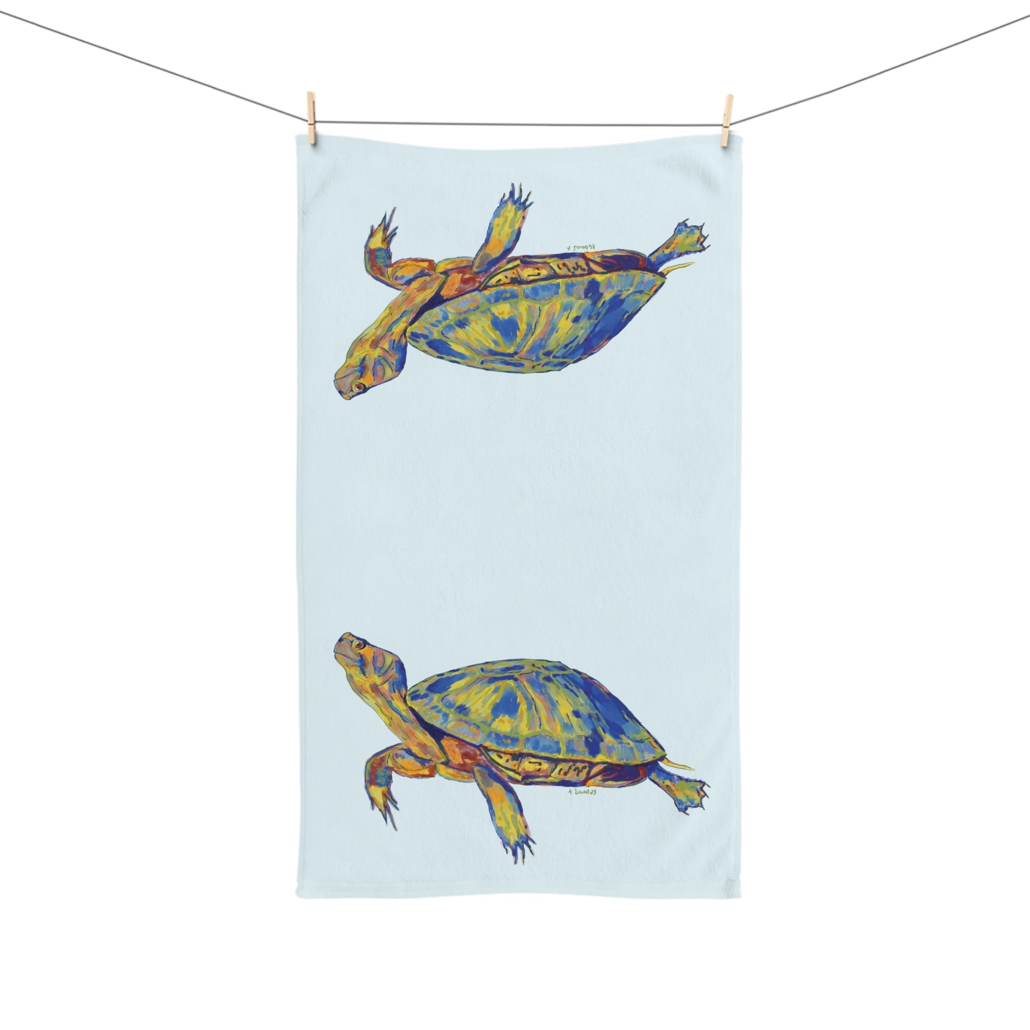 Sea Turtle "Issac" Cotton Hand Towel - Blue Cava