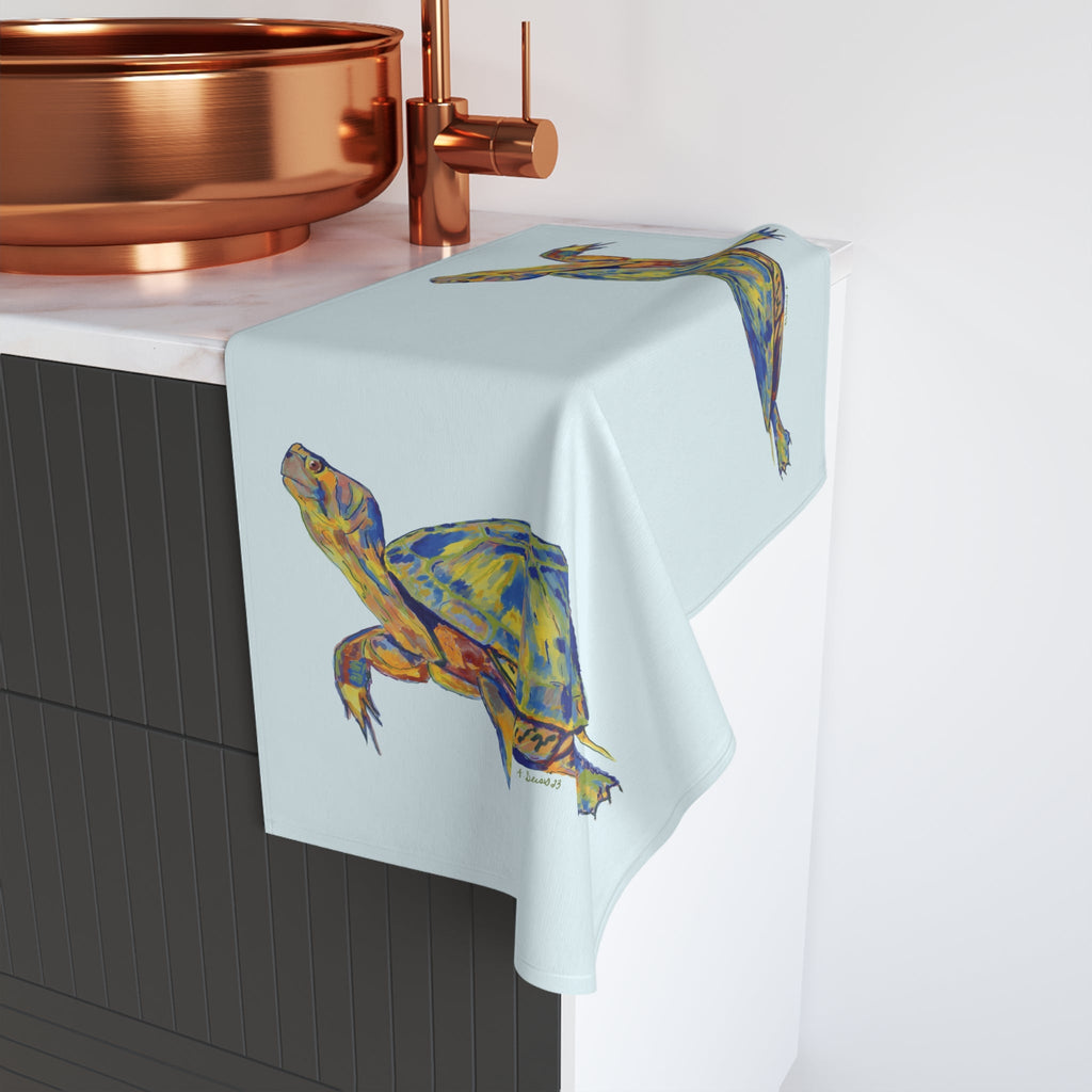 Sea Turtle "Issac" Cotton Hand Towel - Blue Cava