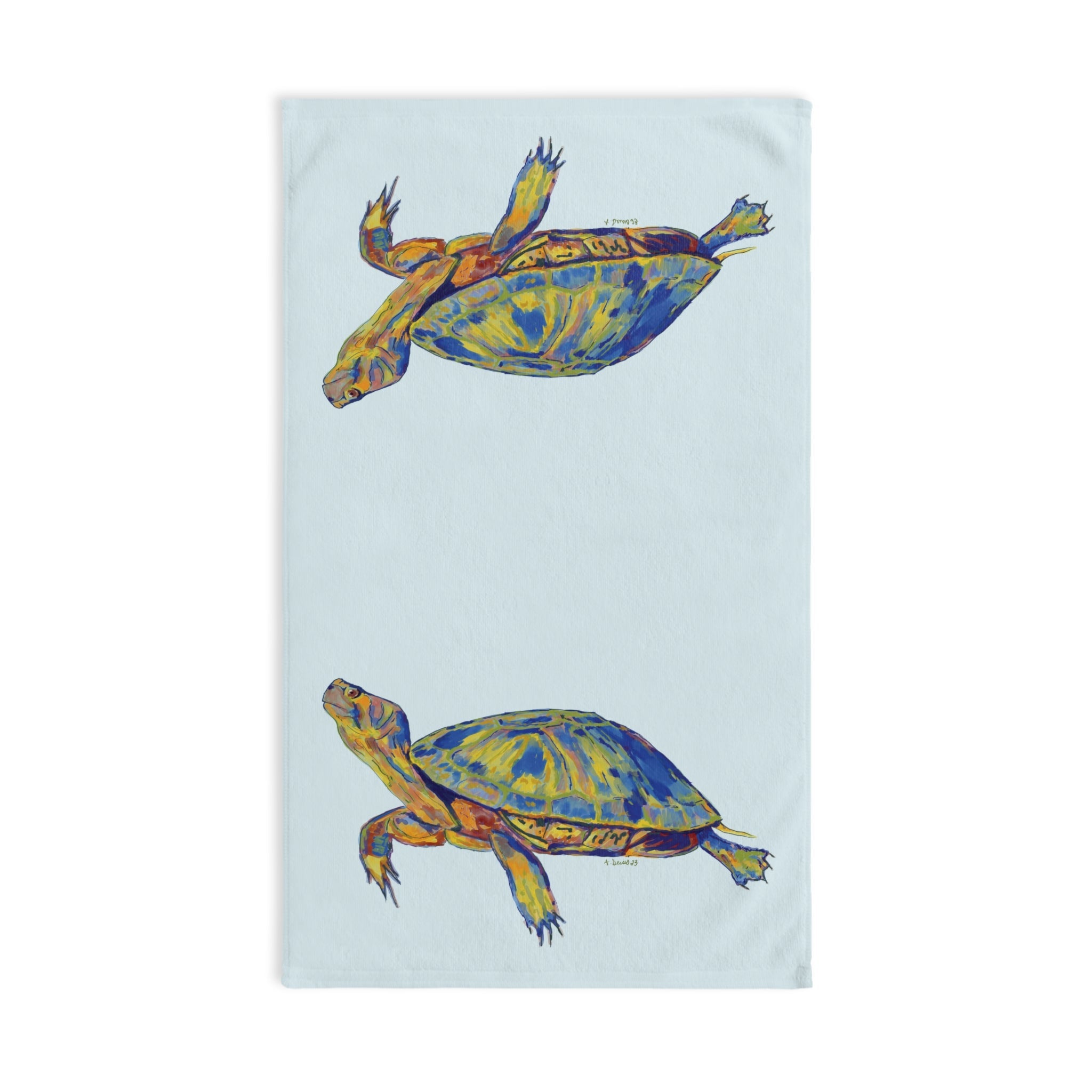 Sea Turtle "Issac" Cotton Hand Towel - Blue Cava