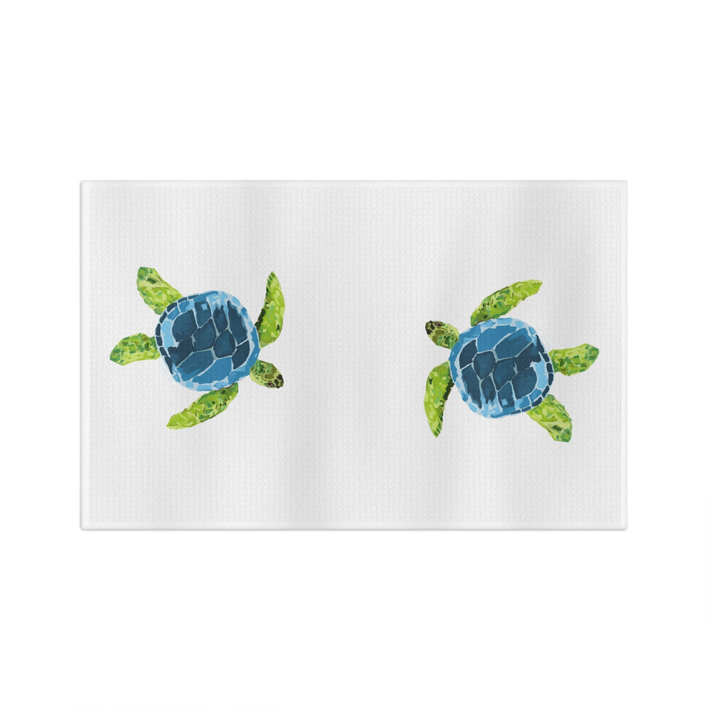 Sea Turtle Microfiber Waffle Kitchen Towel - Blue Cava