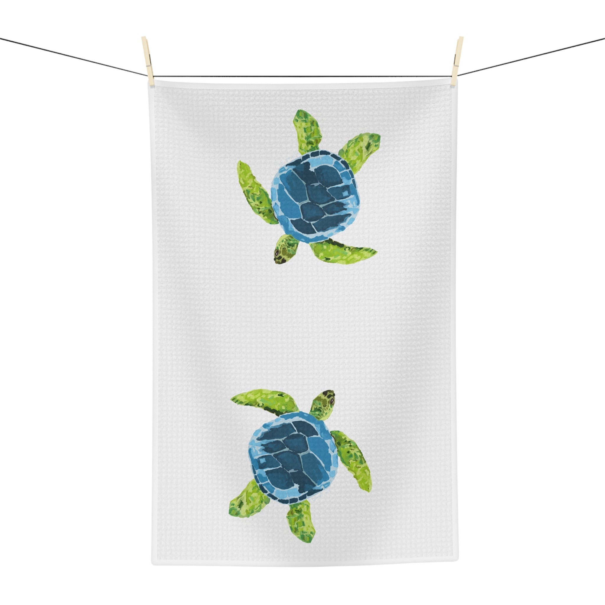 Sea Turtle Microfiber Waffle Kitchen Towel - Blue Cava