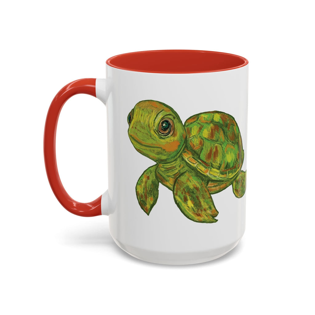 Sea Turtle "Shelly" Two Tone Ceramic Coffee Mugs - Blue Cava