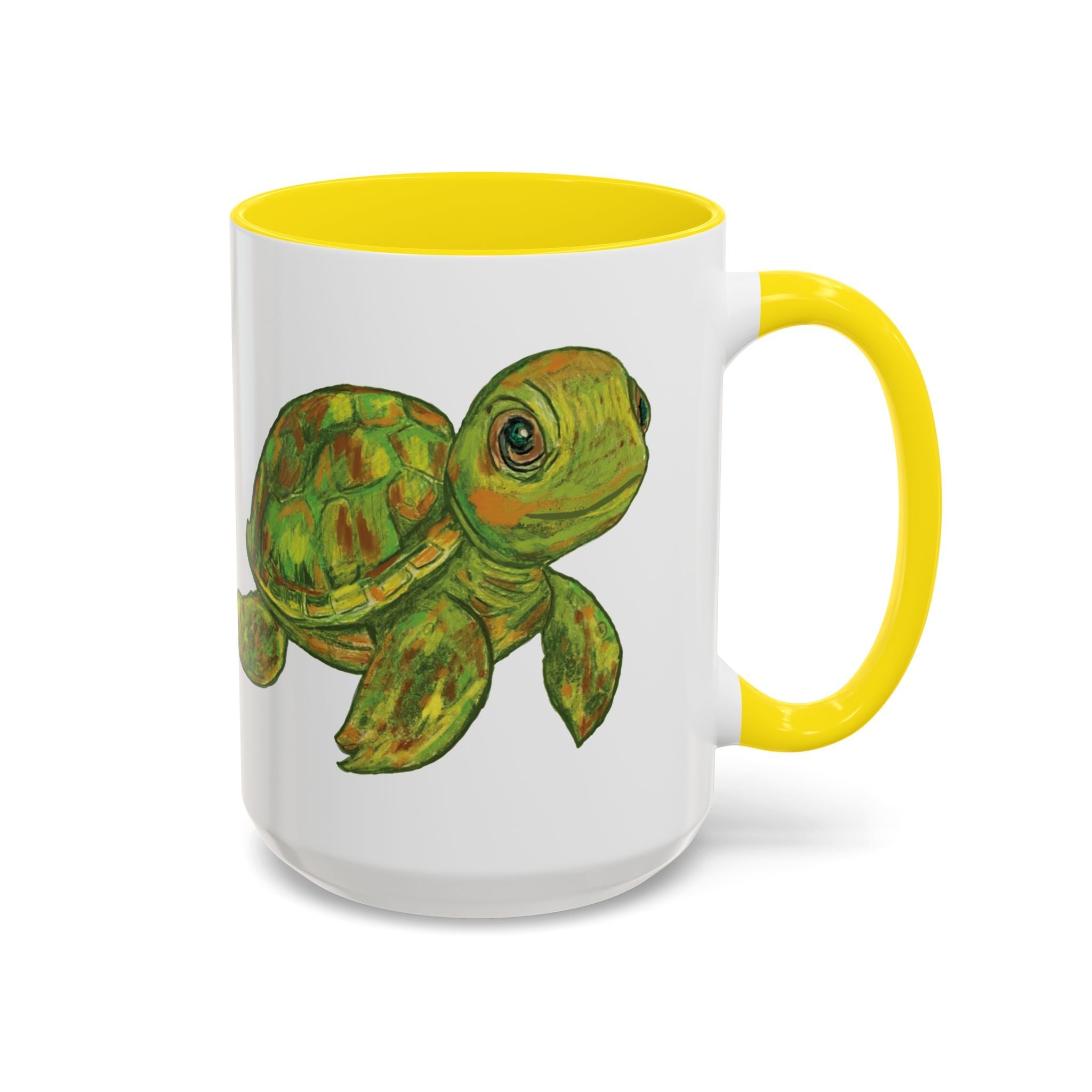 Sea Turtle "Shelly" Two Tone Ceramic Coffee Mugs - Blue Cava