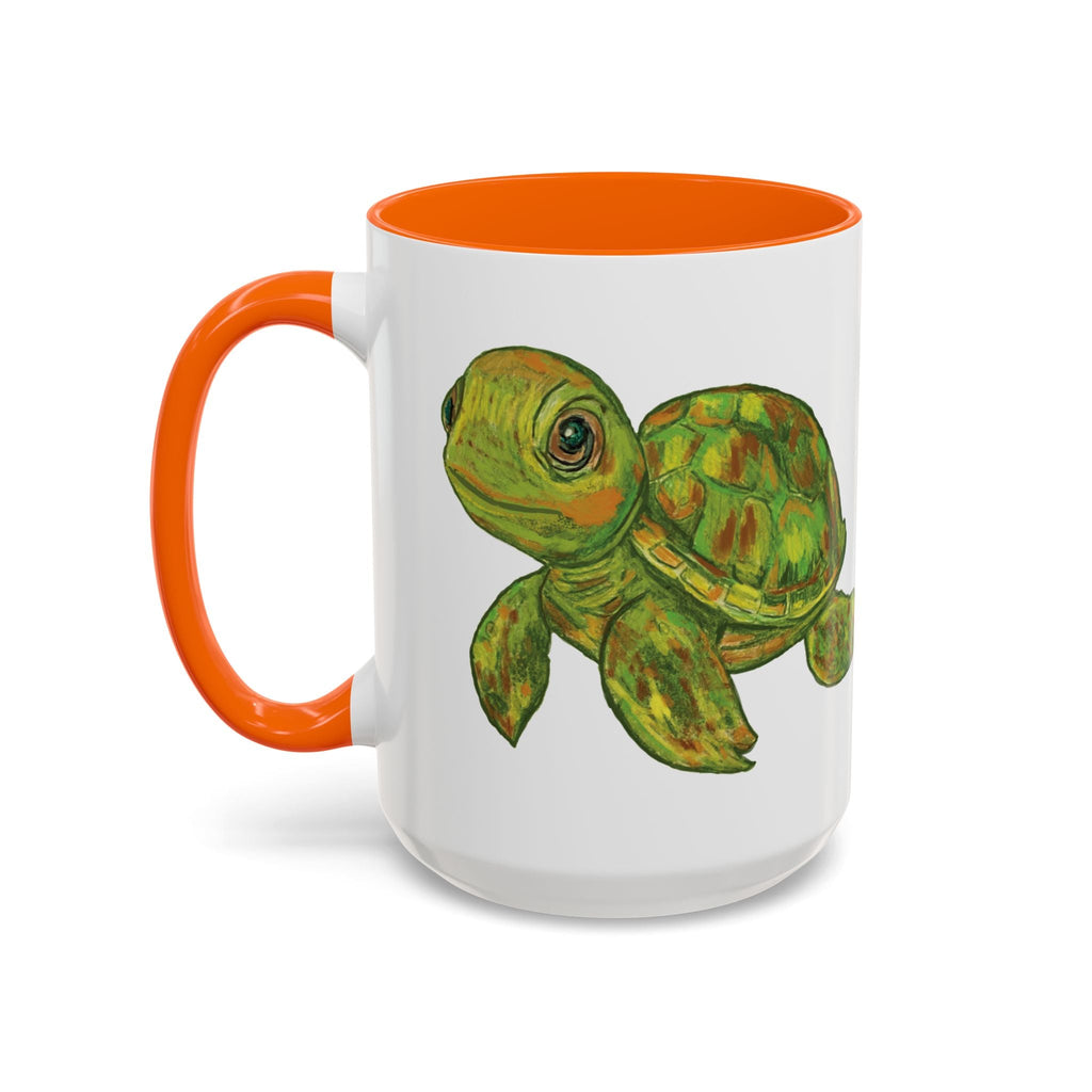 Sea Turtle "Shelly" Two Tone Ceramic Coffee Mugs - Blue Cava
