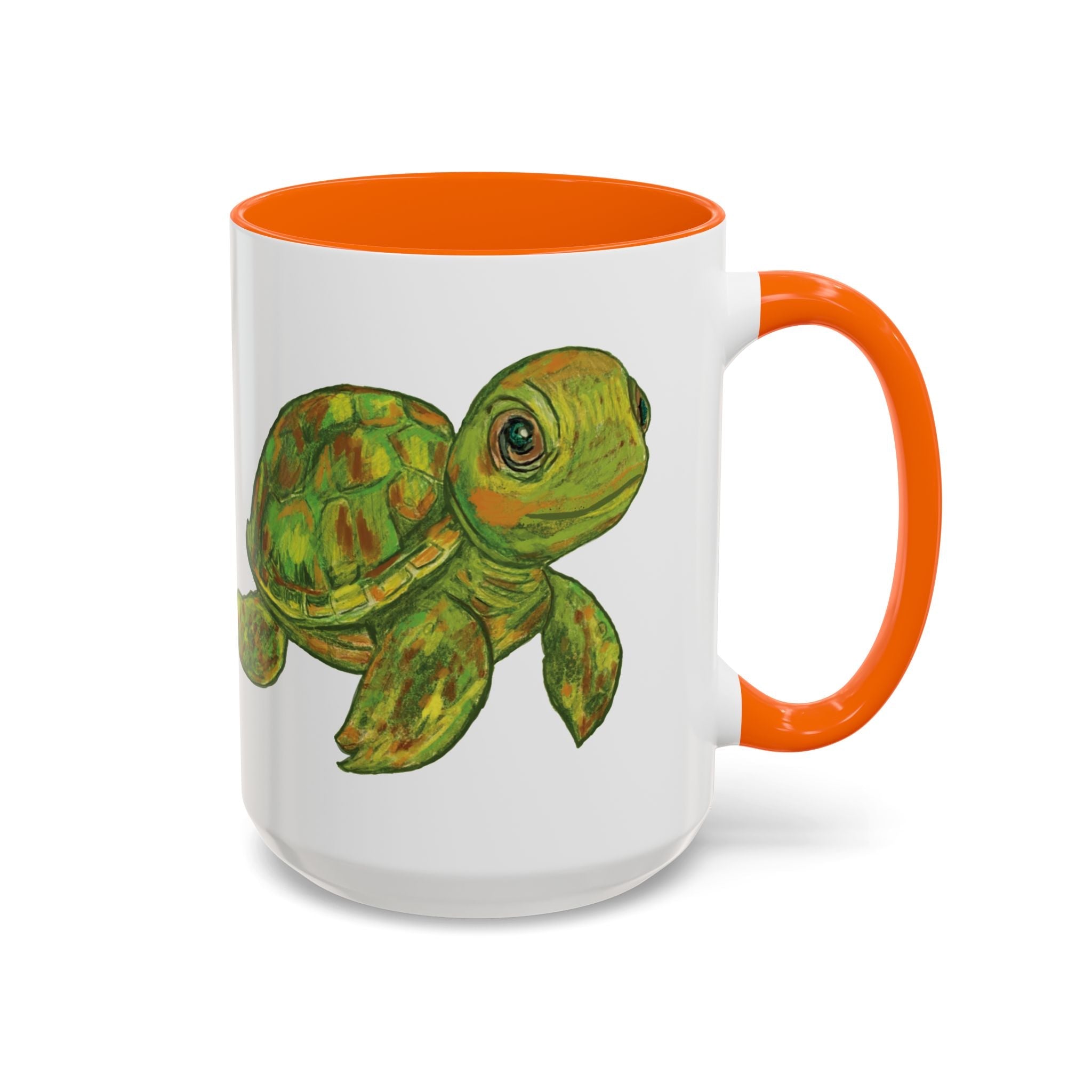 Sea Turtle "Shelly" Two Tone Ceramic Coffee Mugs - Blue Cava
