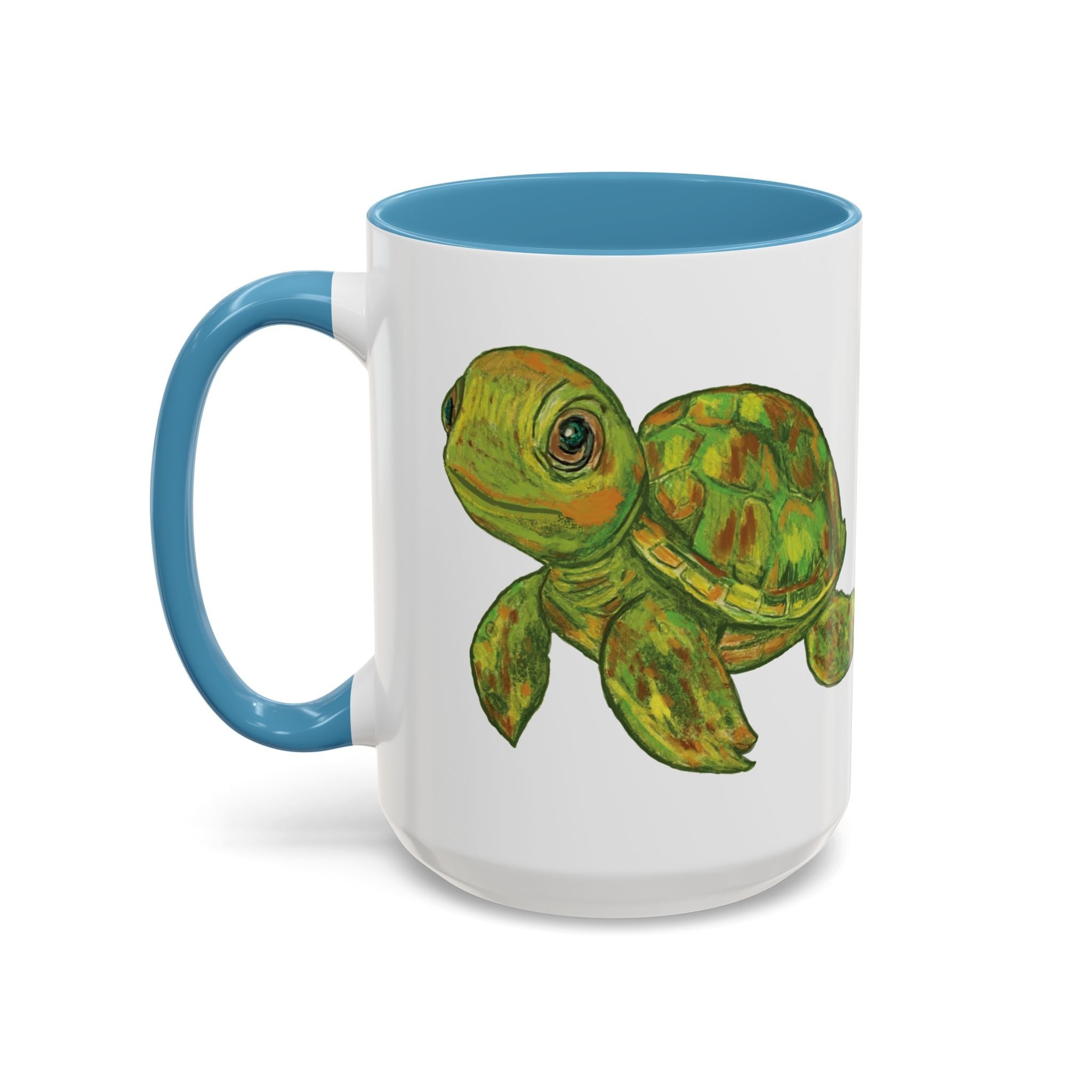 Sea Turtle "Shelly" Two Tone Ceramic Coffee Mugs - Blue Cava