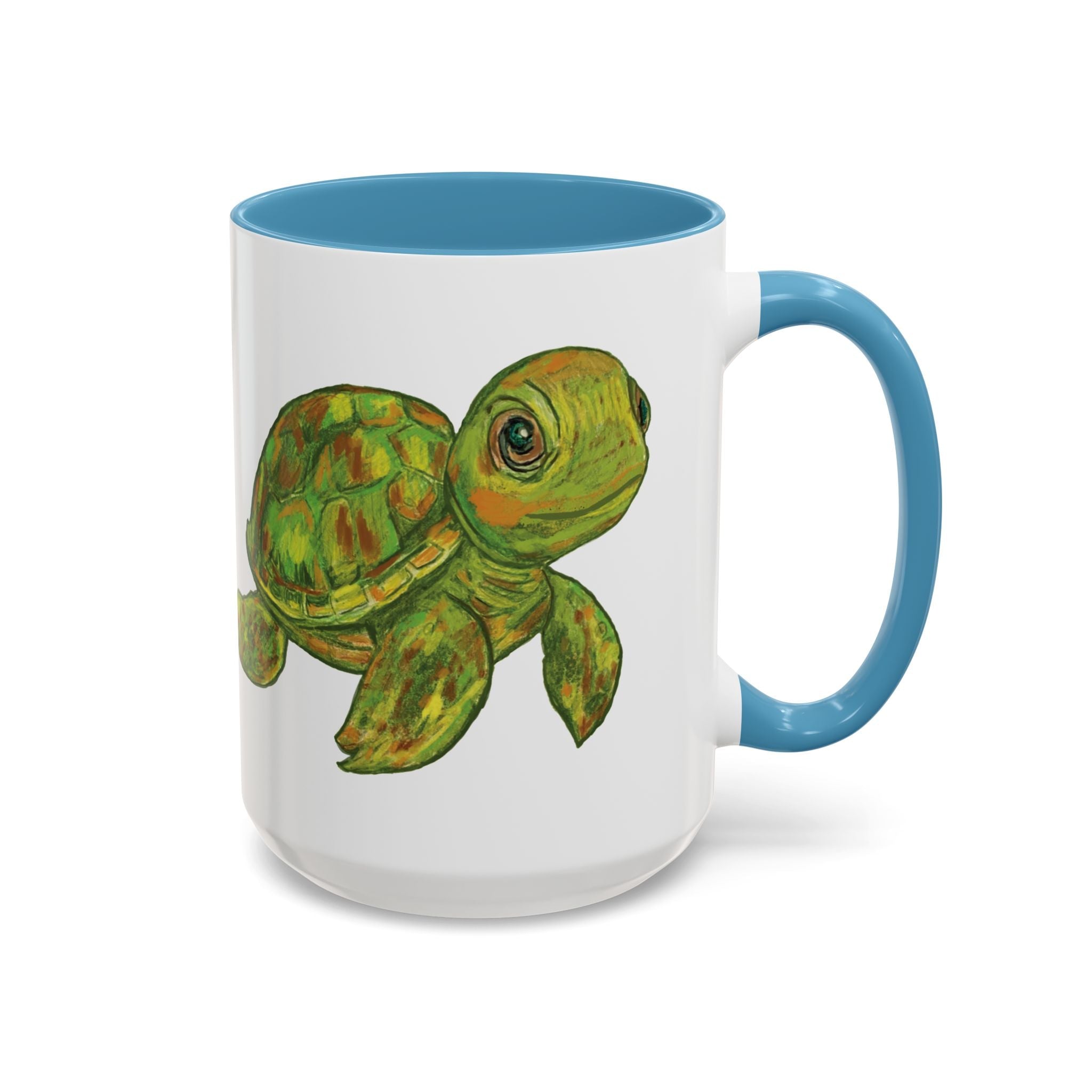 Sea Turtle "Shelly" Two Tone Ceramic Coffee Mugs - Blue Cava