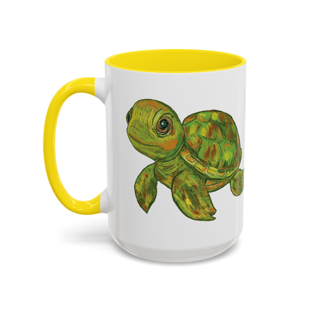 Sea Turtle "Shelly" Two Tone Ceramic Coffee Mugs - Blue Cava