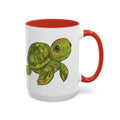 Sea Turtle "Shelly" Two Tone Ceramic Coffee Mugs - Blue Cava