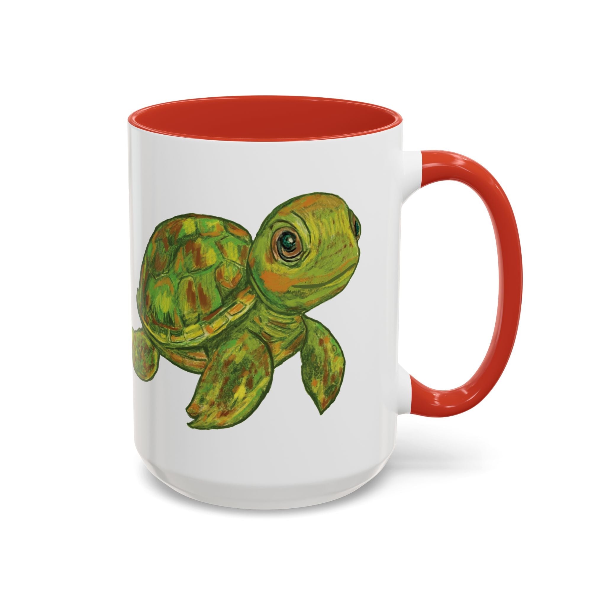 Sea Turtle "Shelly" Two Tone Ceramic Coffee Mugs - Blue Cava