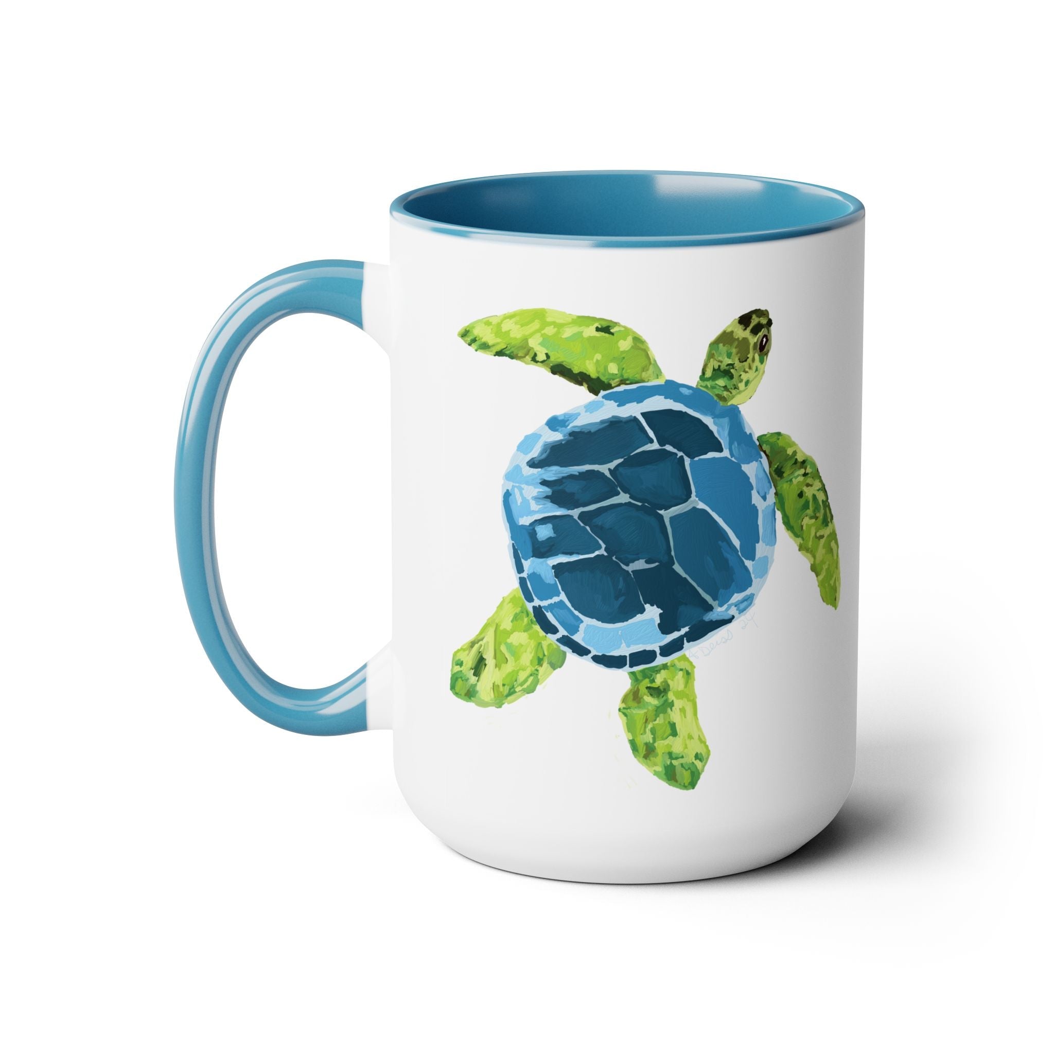 Sea Turtle Two - Tone Coffee Mugs, 15oz - Blue Cava