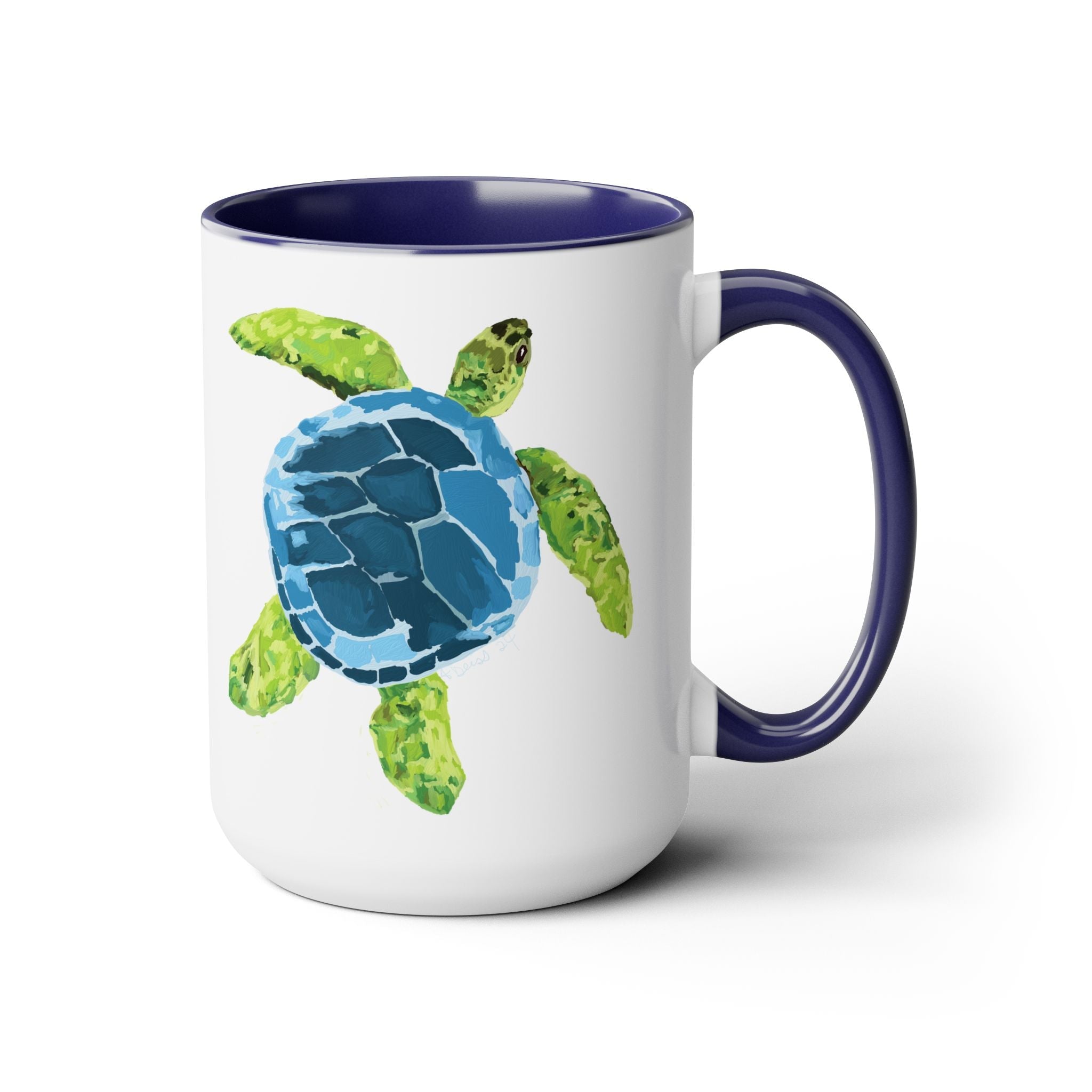 Sea Turtle Two - Tone Coffee Mugs, 15oz - Blue Cava