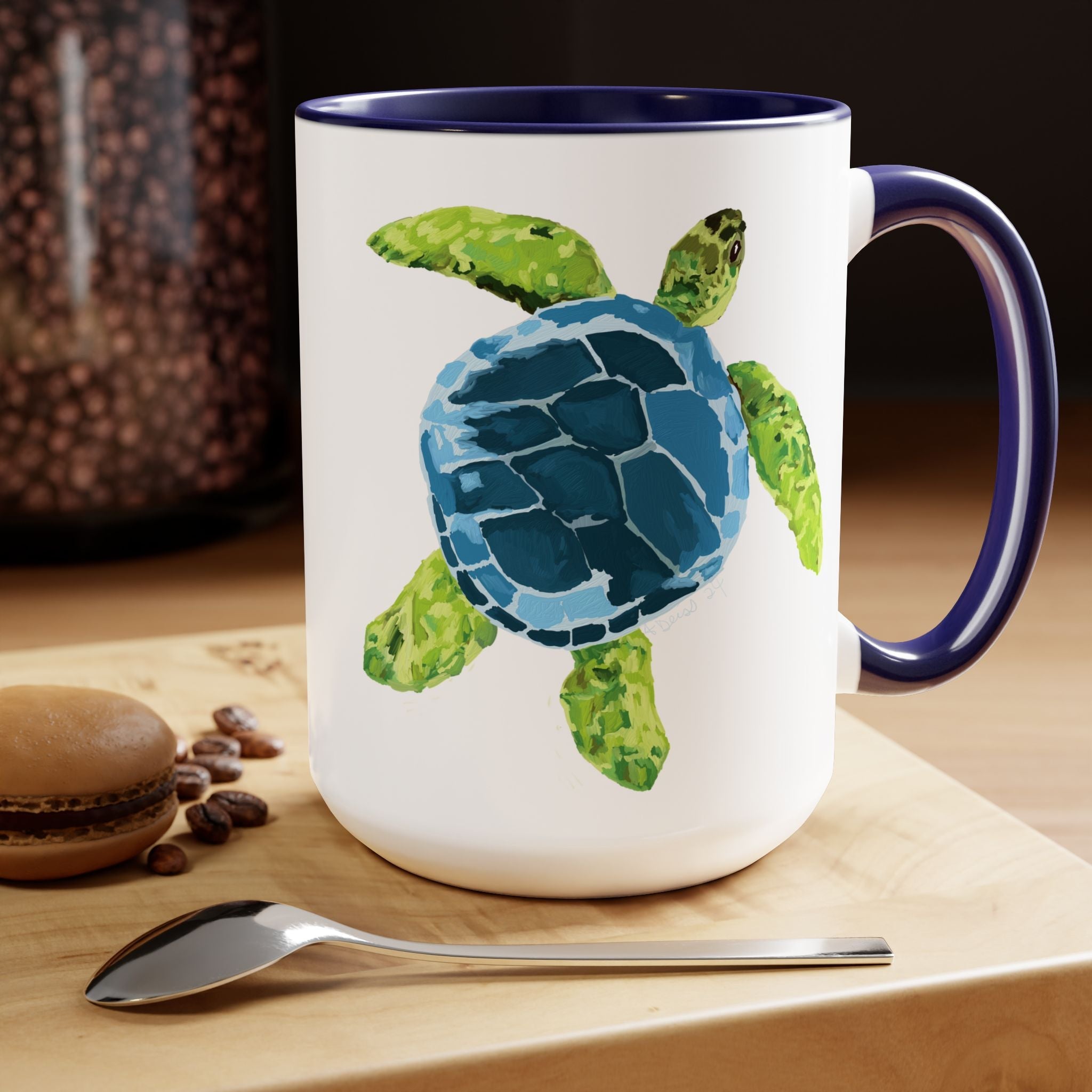Sea Turtle Two - Tone Coffee Mugs, 15oz - Blue Cava