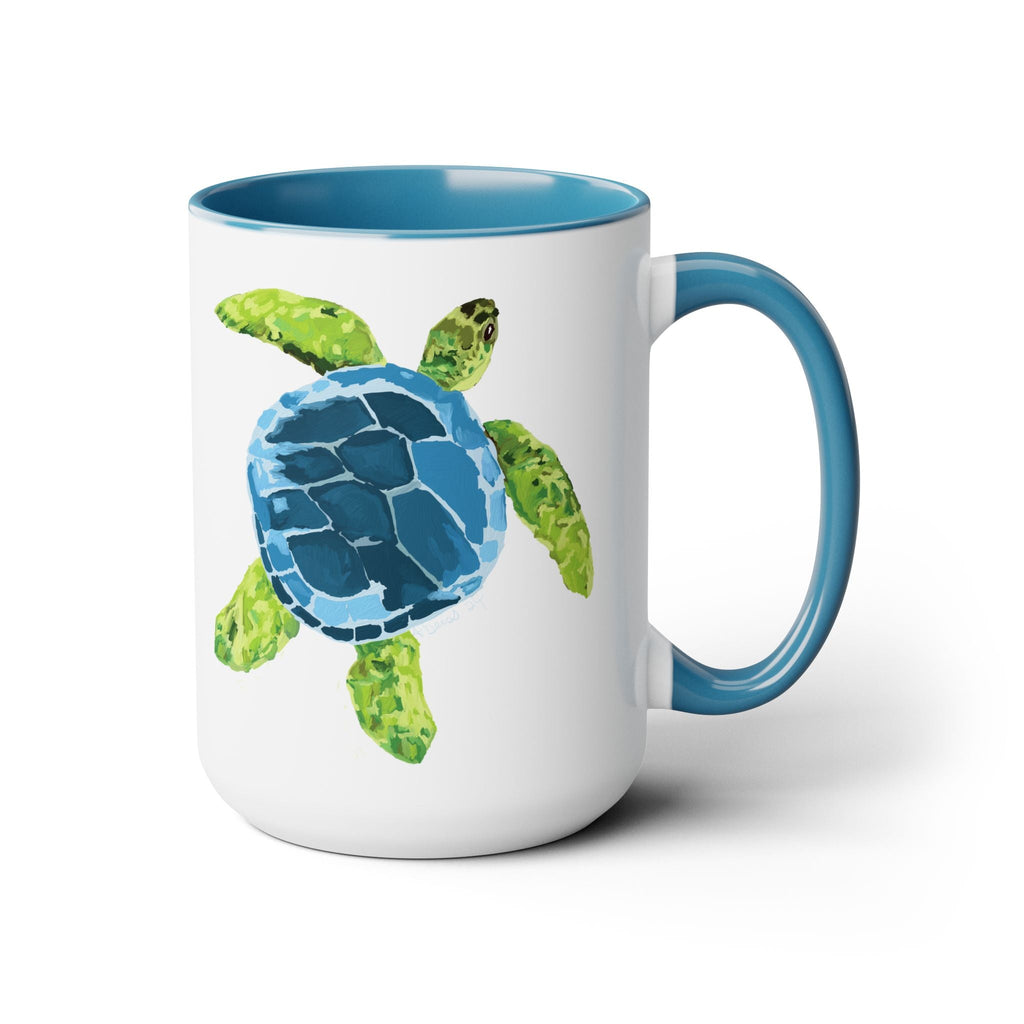Sea Turtle Two - Tone Coffee Mugs, 15oz - Blue Cava