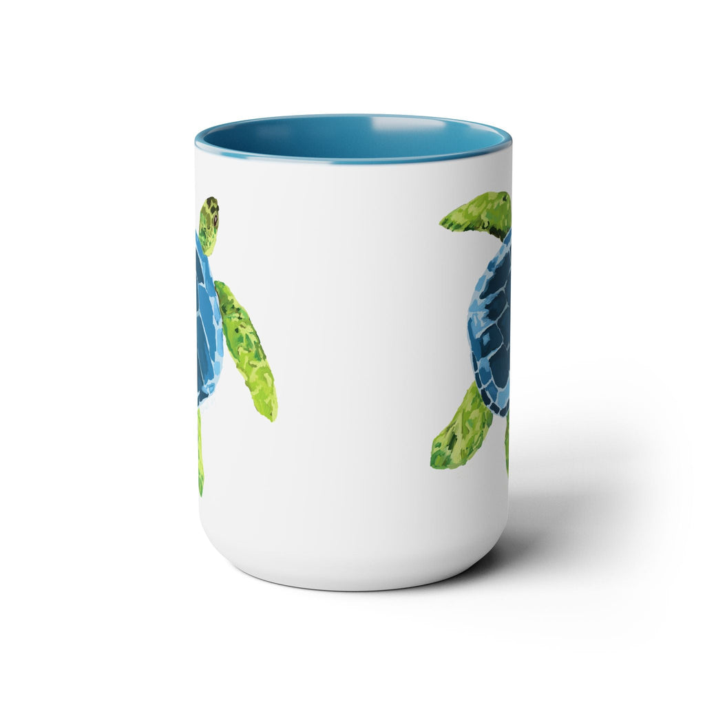 Sea Turtle Two - Tone Coffee Mugs, 15oz - Blue Cava