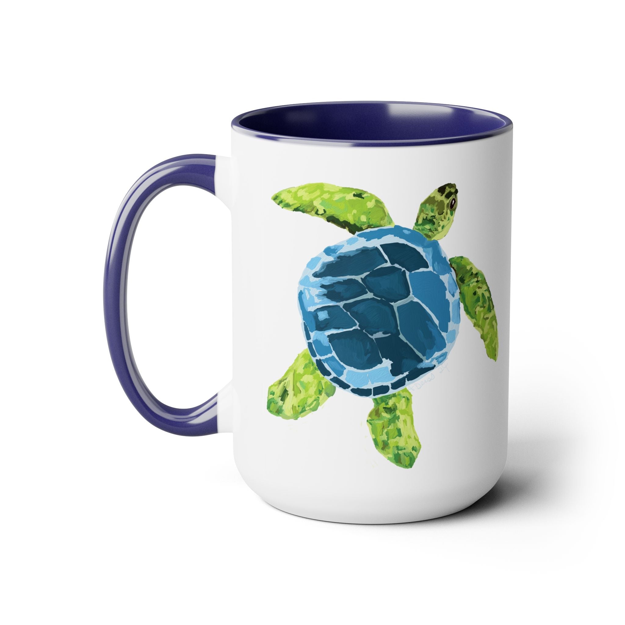 Sea Turtle Two - Tone Coffee Mugs, 15oz - Blue Cava