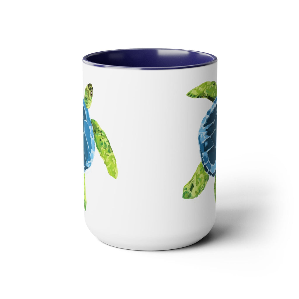 Sea Turtle Two - Tone Coffee Mugs, 15oz - Blue Cava