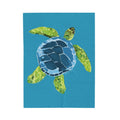 Sea Turtle Velveteen Plush Blanket — Soft Coastal Throw for Beach Lovers - Blue Cava