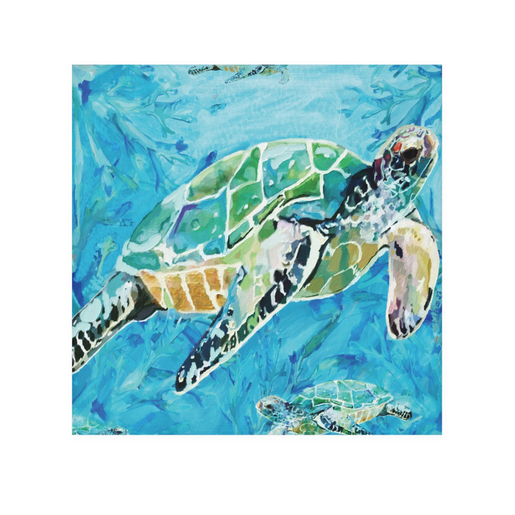 Sea Turtle Washcloth Towel — Tropical Coastal Towel - Blue Cava