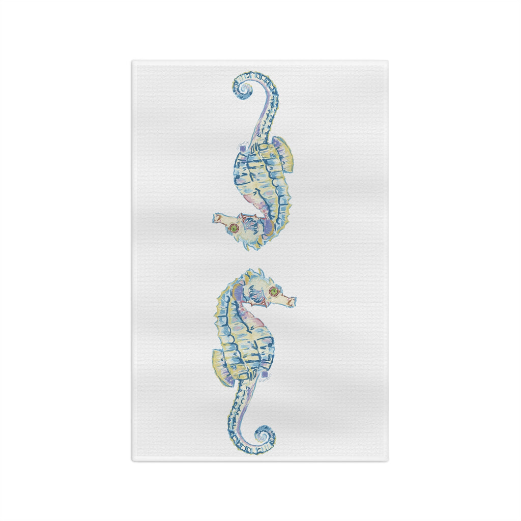 Seahorse Microfiber Waffle Kitchen Towel - Blue Cava