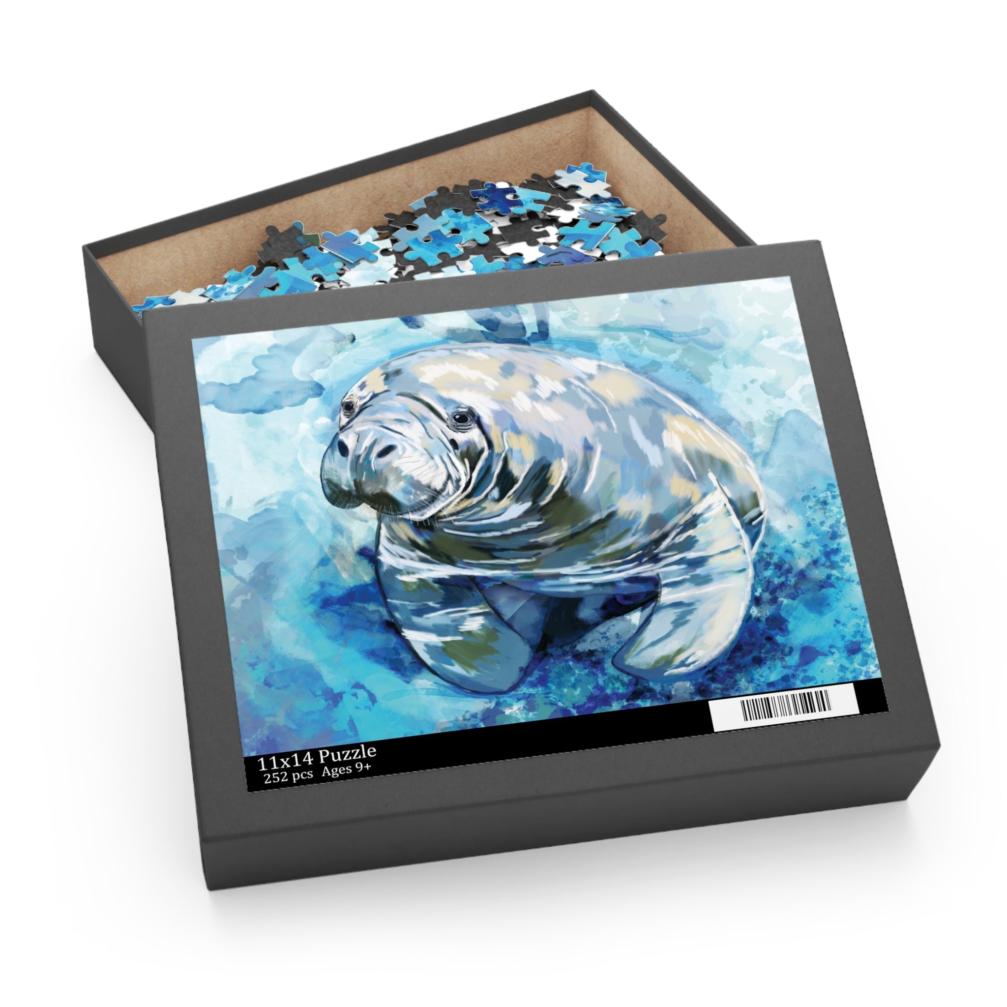 Serene Manatee Puzzles - 120, 252, 500 - Piece | Relaxing Puzzle - Blue Cava