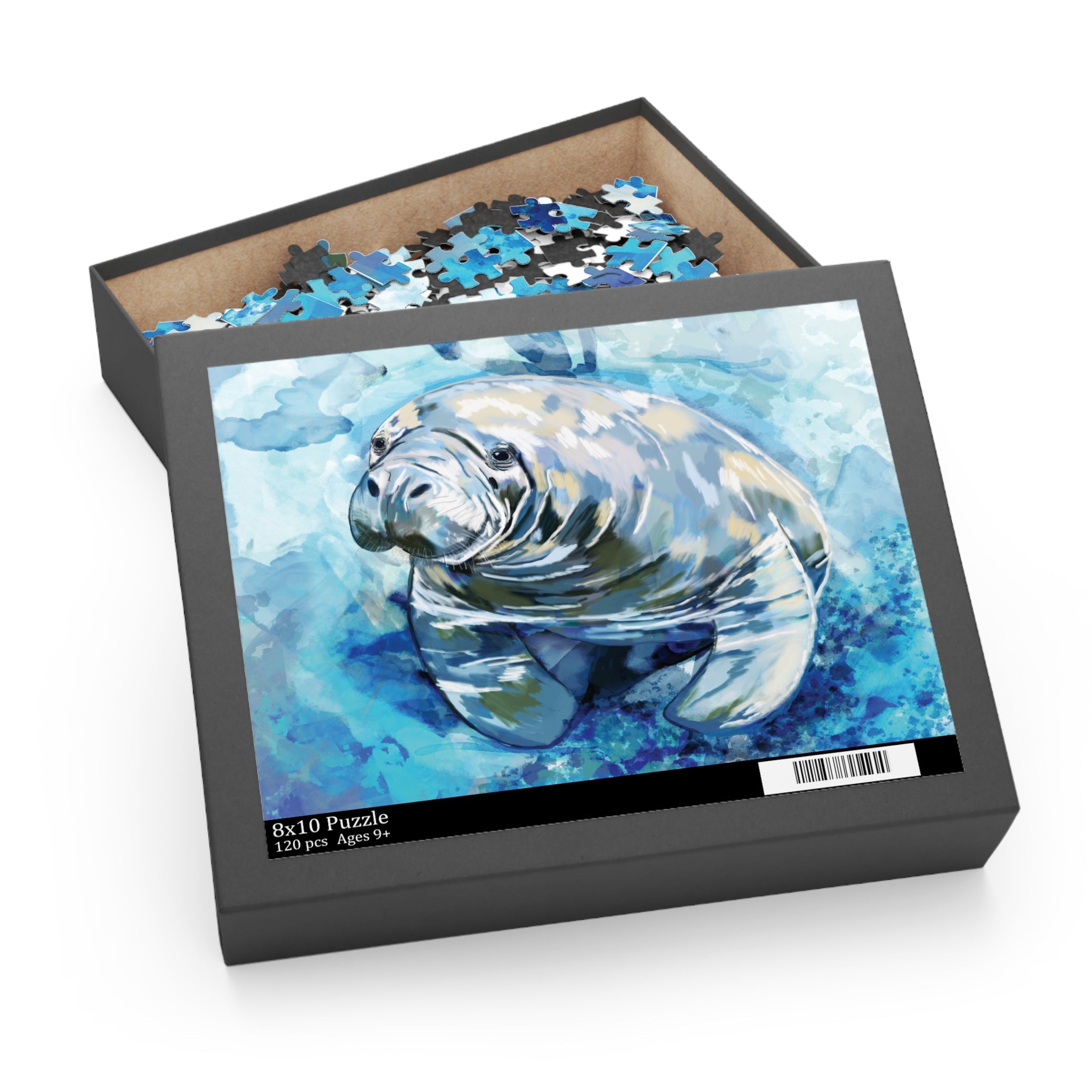 Serene Manatee Puzzles - 120, 252, 500 - Piece | Relaxing Puzzle - Blue Cava