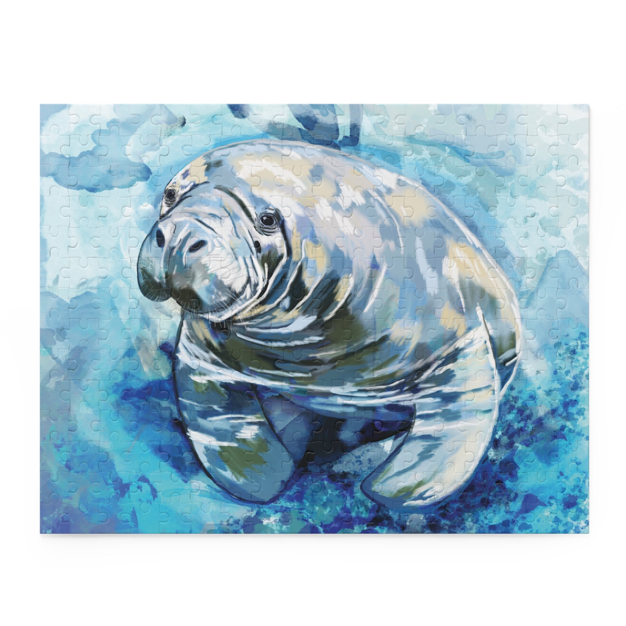Serene Manatee Puzzles - 120, 252, 500 - Piece | Relaxing Puzzle - Blue Cava