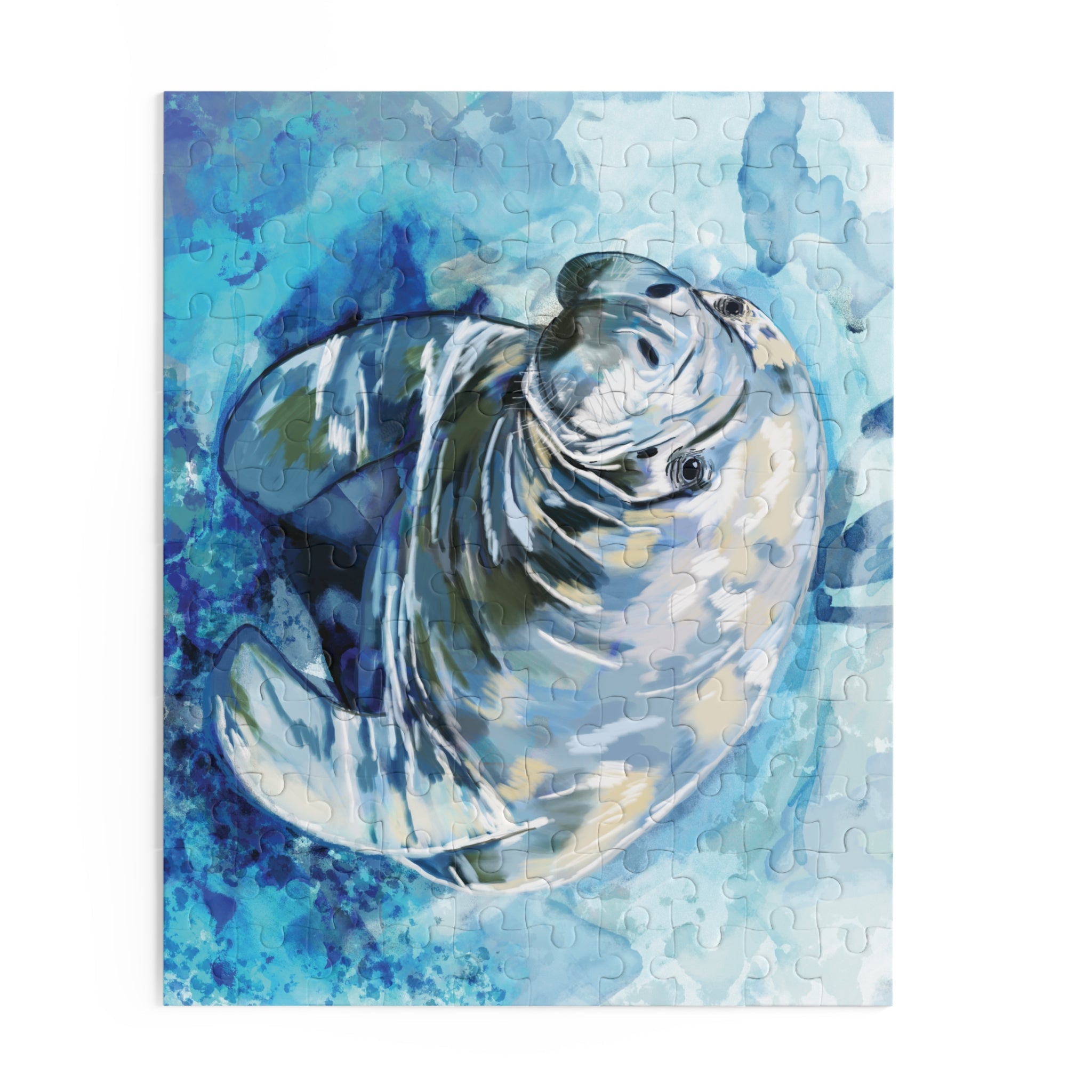 Serene Manatee Puzzles - 120, 252, 500 - Piece | Relaxing Puzzle - Blue Cava