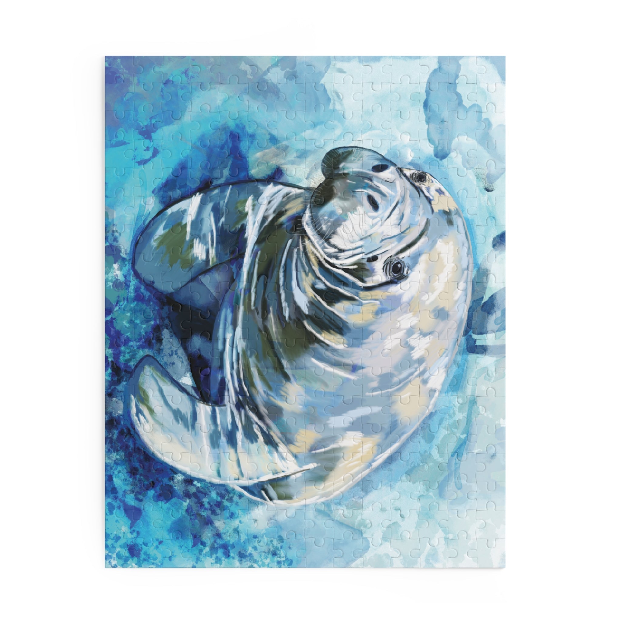 Serene Manatee Puzzles - 120, 252, 500 - Piece | Relaxing Puzzle - Blue Cava