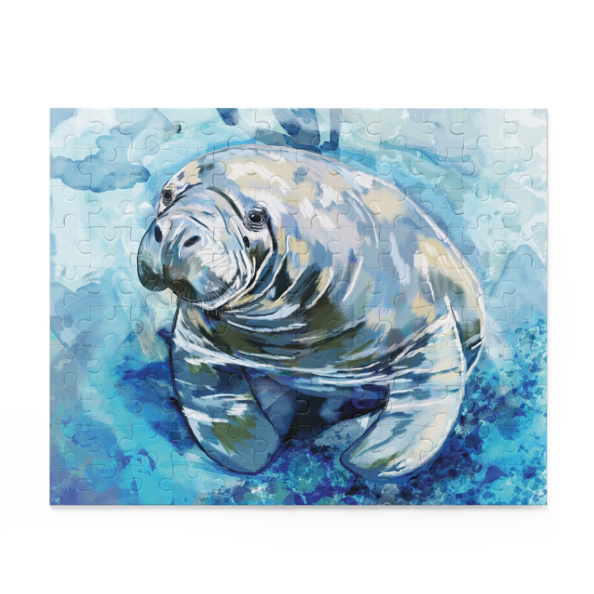 Serene Manatee Puzzles - 120, 252, 500 - Piece | Relaxing Puzzle - Blue Cava