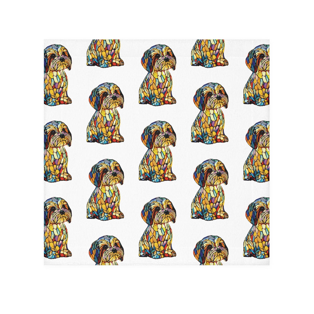 Shih Tzu Mosaic Washcloth Towel – Colorful Patterned Dog - Blue Cava