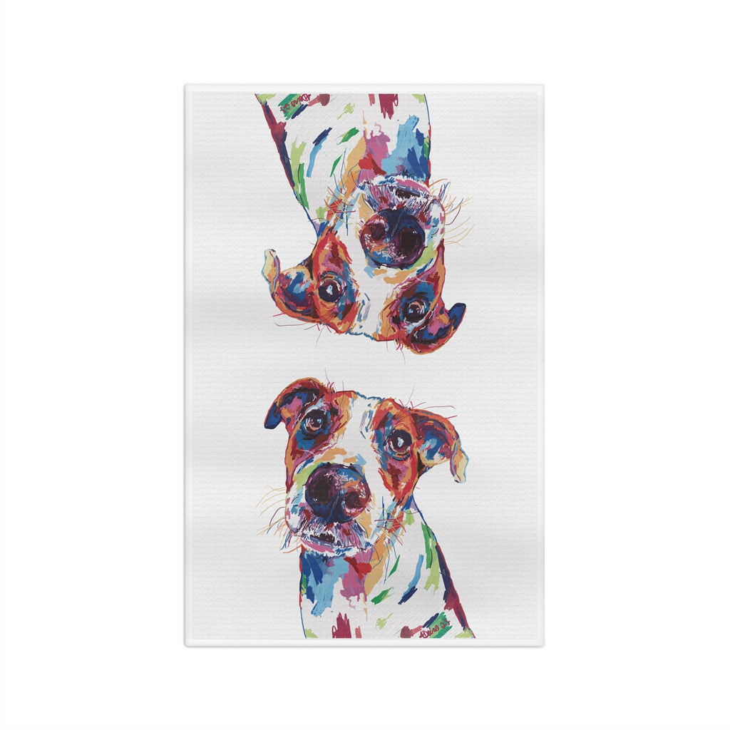 “Skipper” Dog Microfiber Waffle Kitchen Towel - Blue Cava