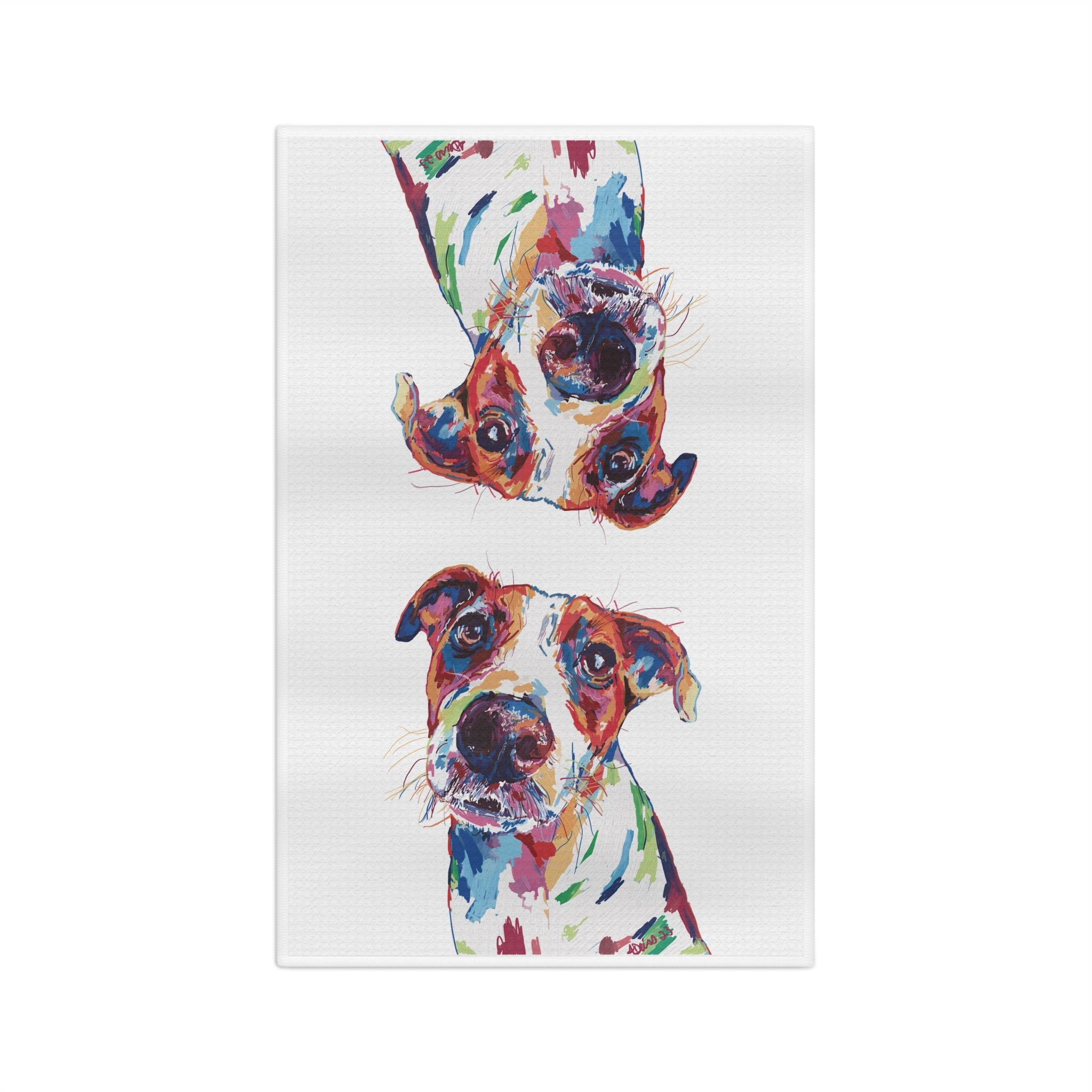“Skipper” Dog Microfiber Waffle Kitchen Towel - Blue Cava