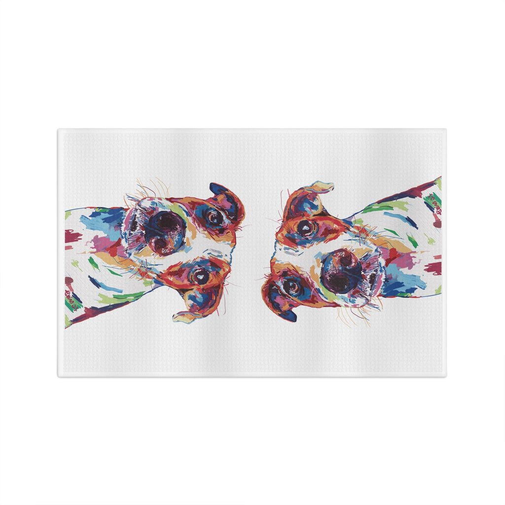“Skipper” Dog Microfiber Waffle Kitchen Towel - Blue Cava