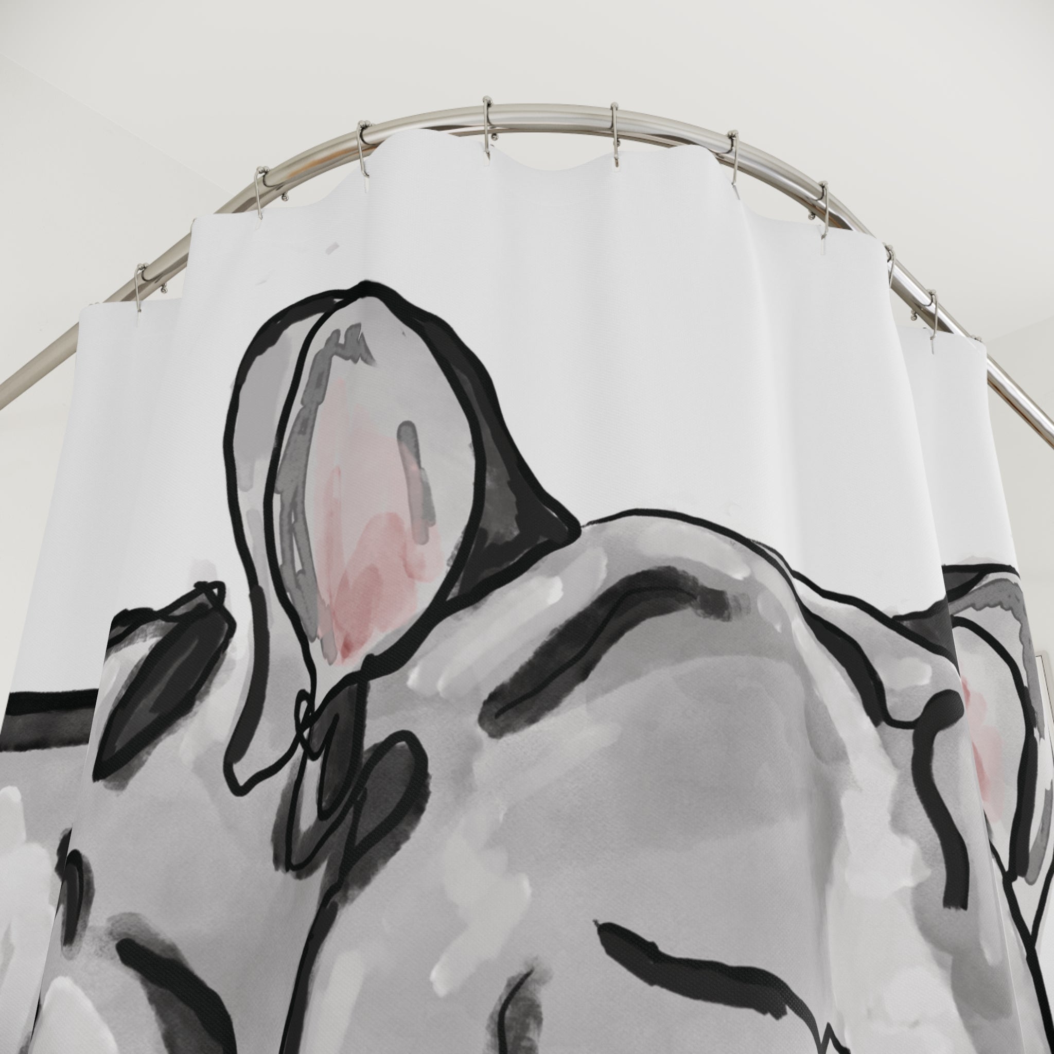 Sleeping French Bulldog Shower Curtain - Perfect for Pet Lovers - Blue Cava