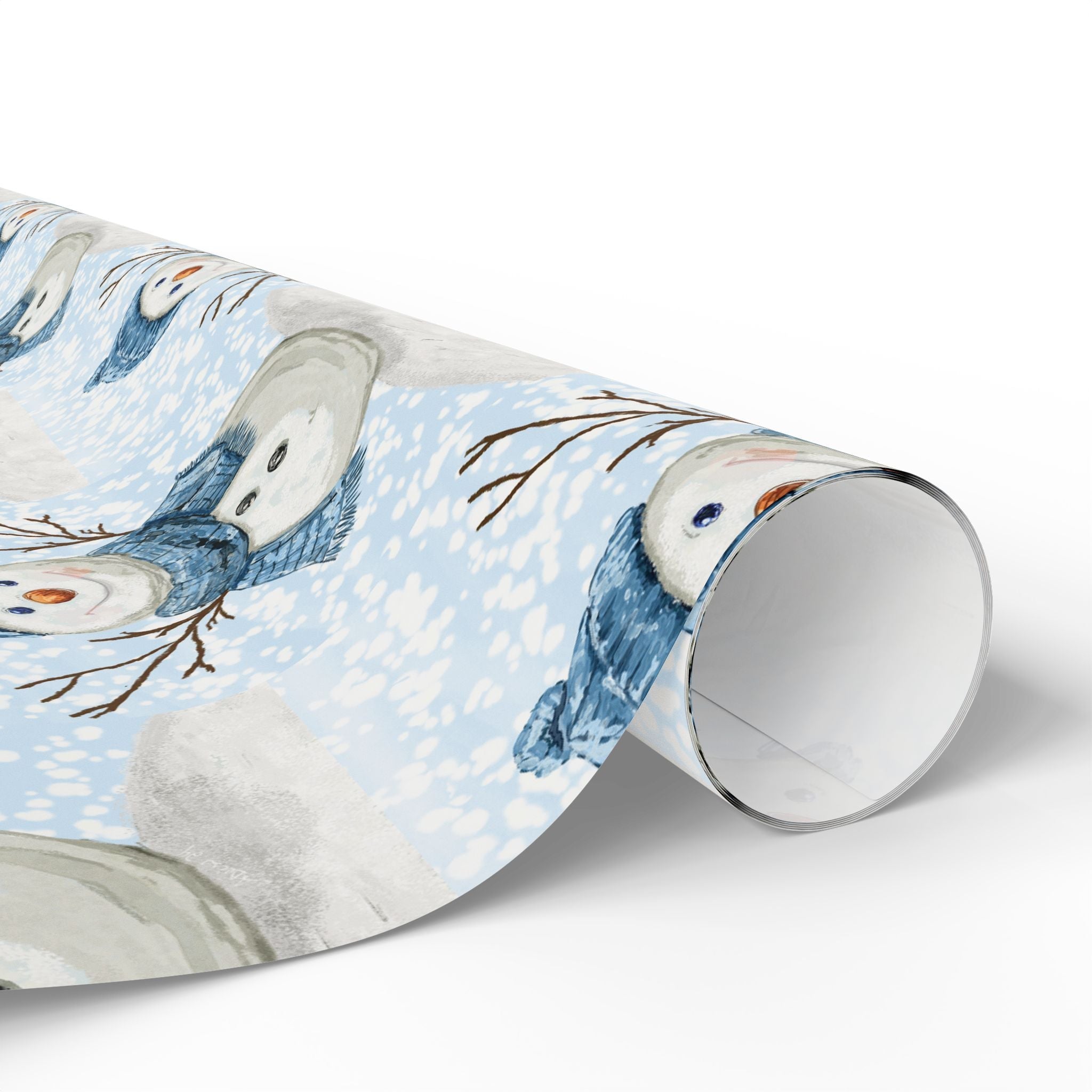 Snowman Gift Wrapping Papers - Blue Cava