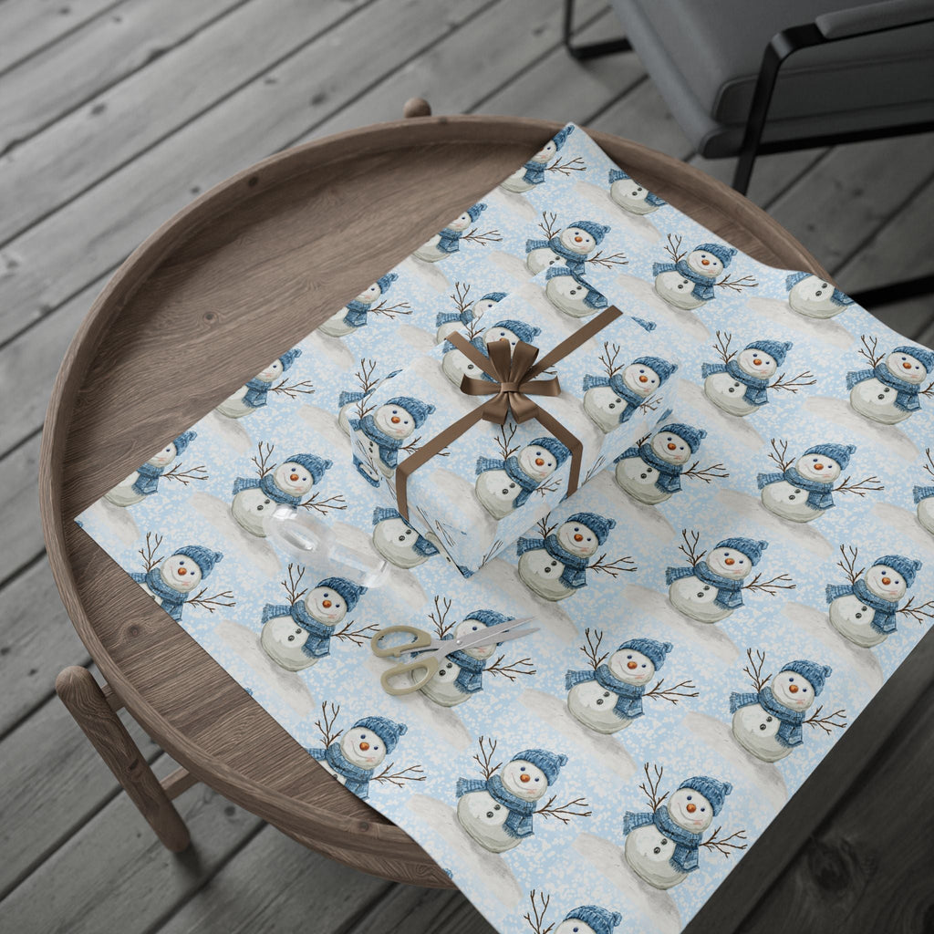 Snowman Gift Wrapping Papers - Blue Cava