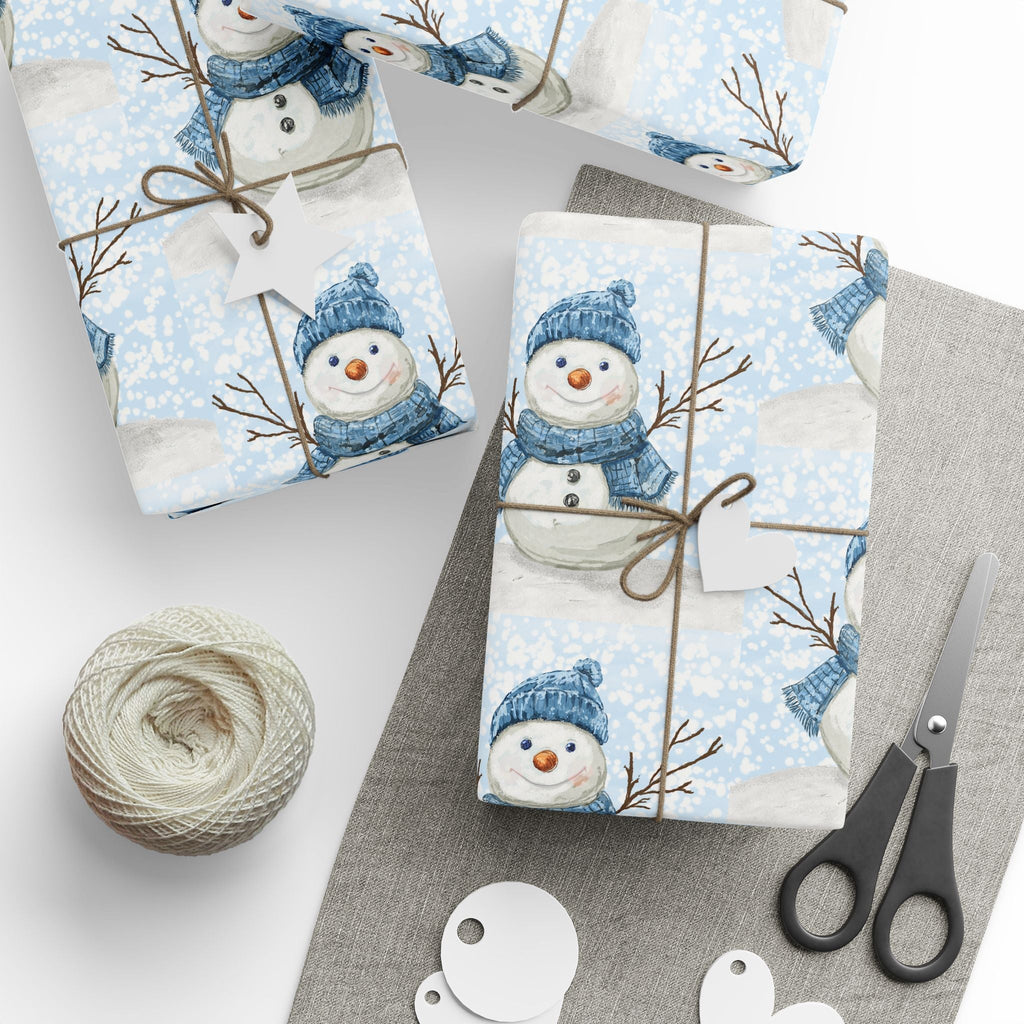 Snowman Gift Wrapping Papers - Blue Cava