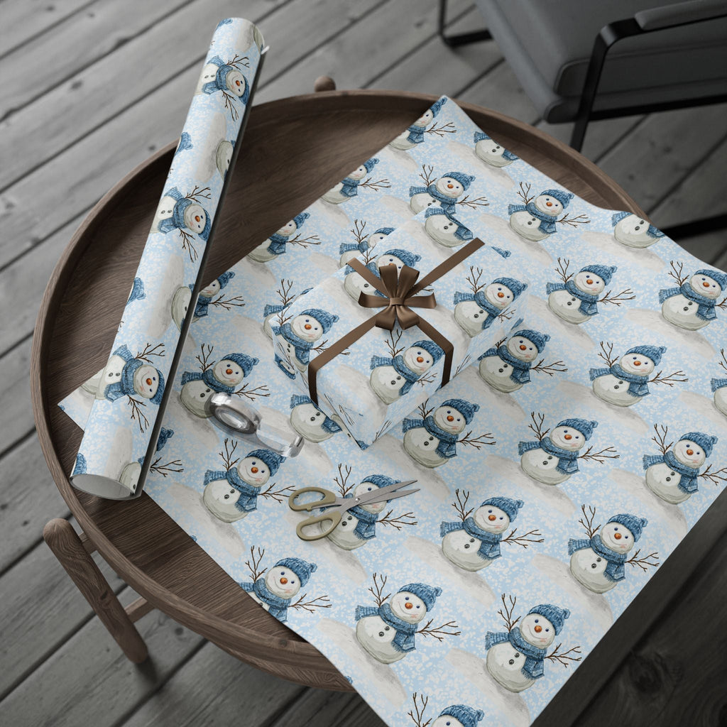 Snowman Gift Wrapping Papers - Blue Cava