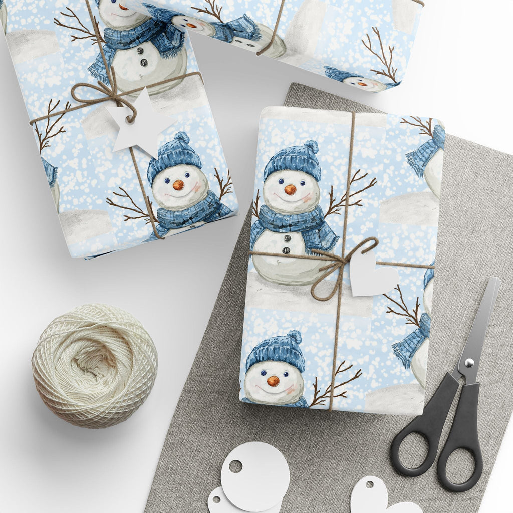 Snowman Gift Wrapping Papers - Blue Cava