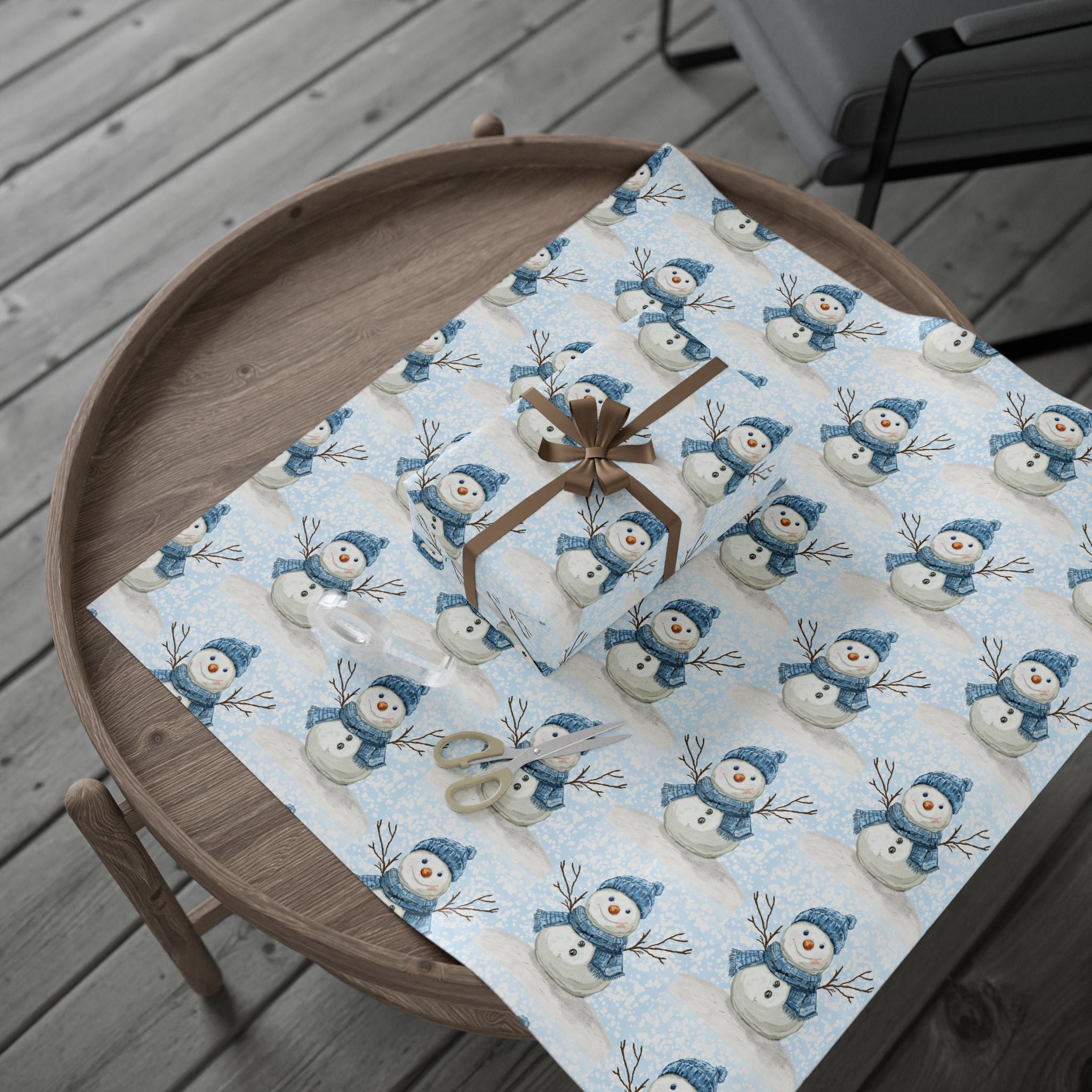 Snowman Gift Wrapping Papers - Blue Cava